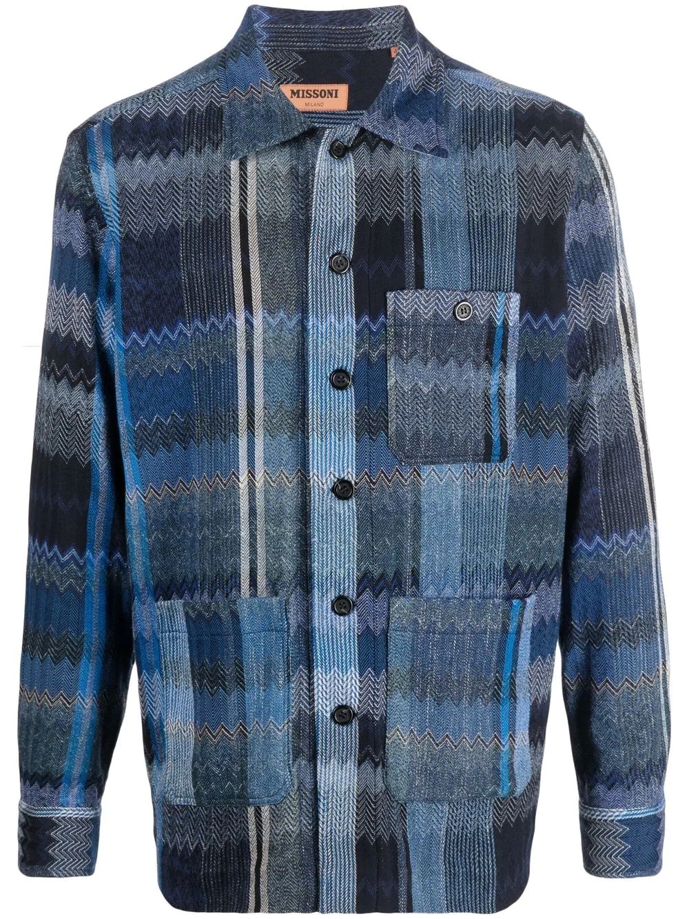 zig-zag plaid-patterned shirt - 1