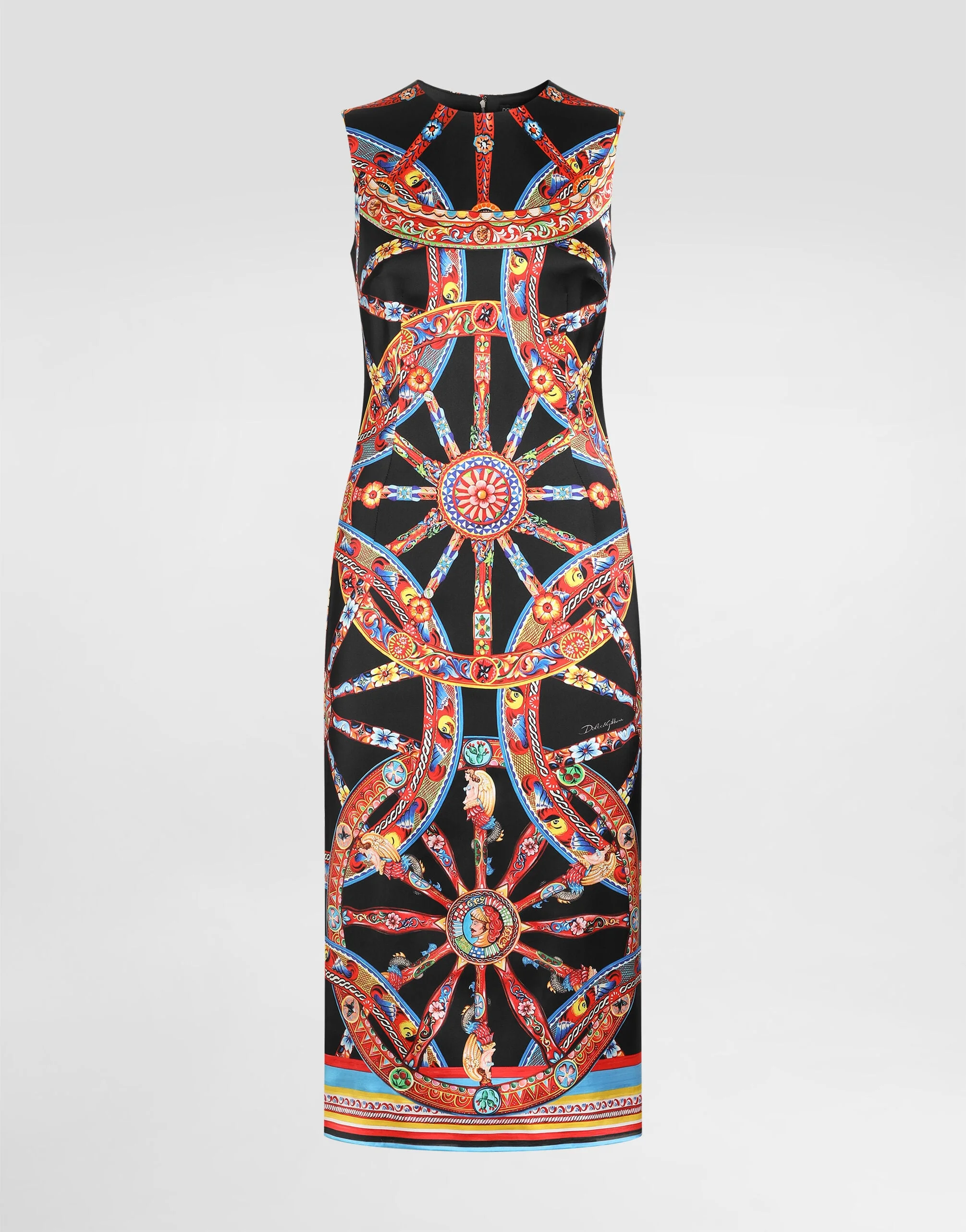 Carretto-print satin dress - 1