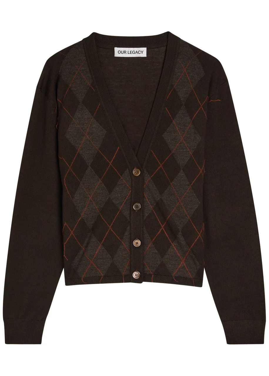 Our Legacy Ivy Argyle-jacquard Wool Cardigan - 1
