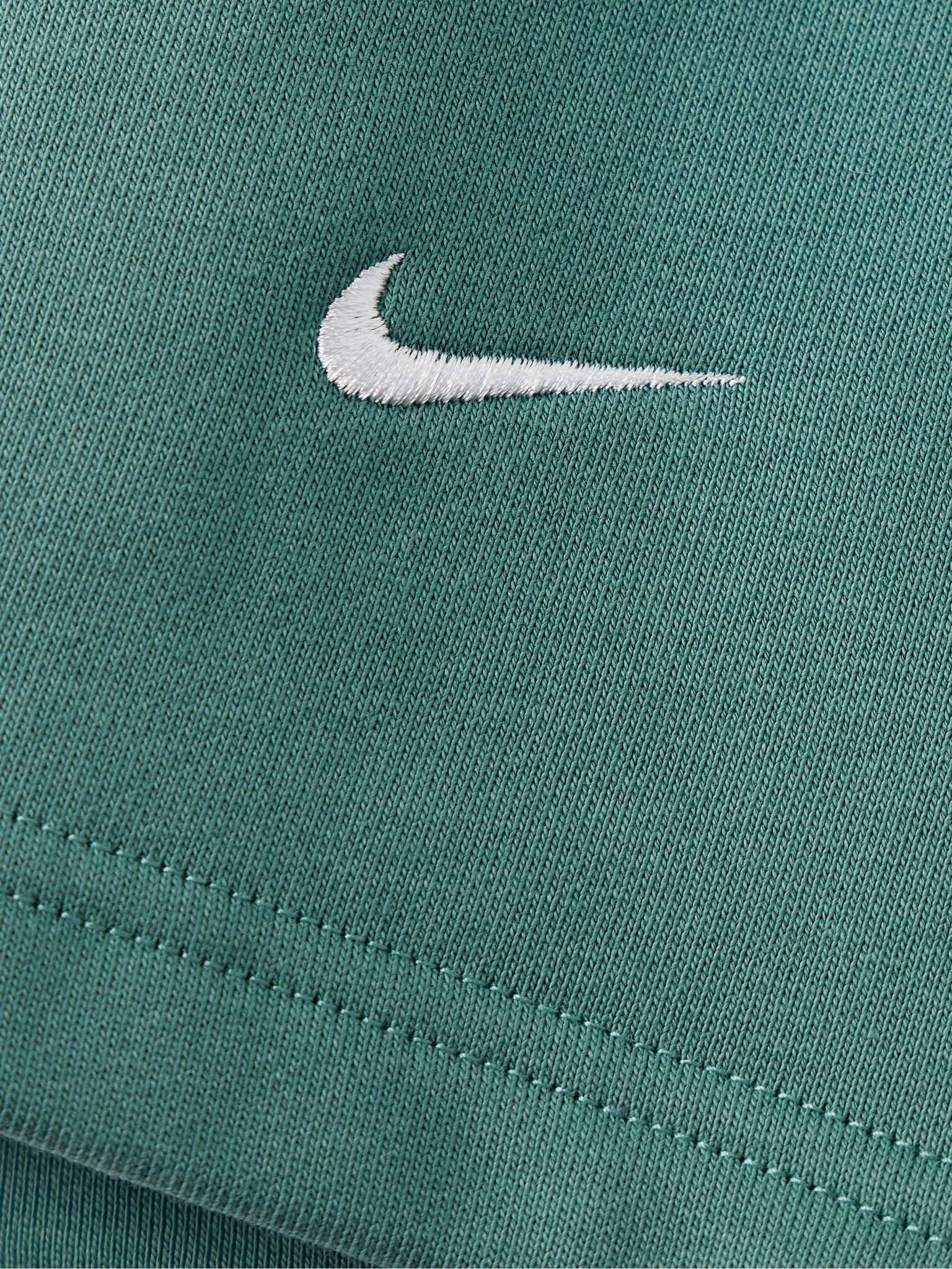 Solo Swoosh Straight-Leg Logo-Embroidered Cotton-Blend Jersey Shorts - 4