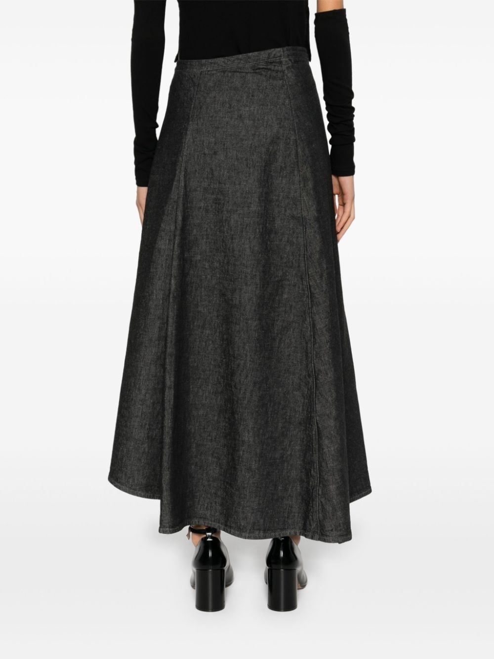 pleat-detail A-line skirt - 4