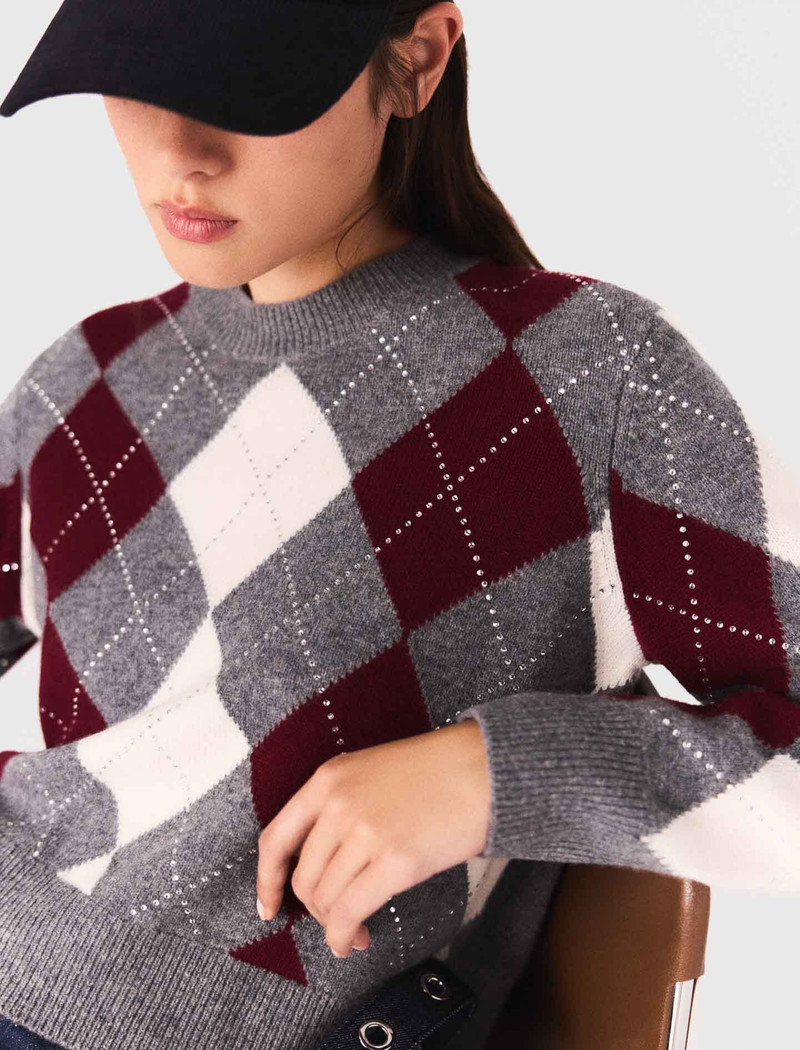 Cropped argyle pattern sweater 7