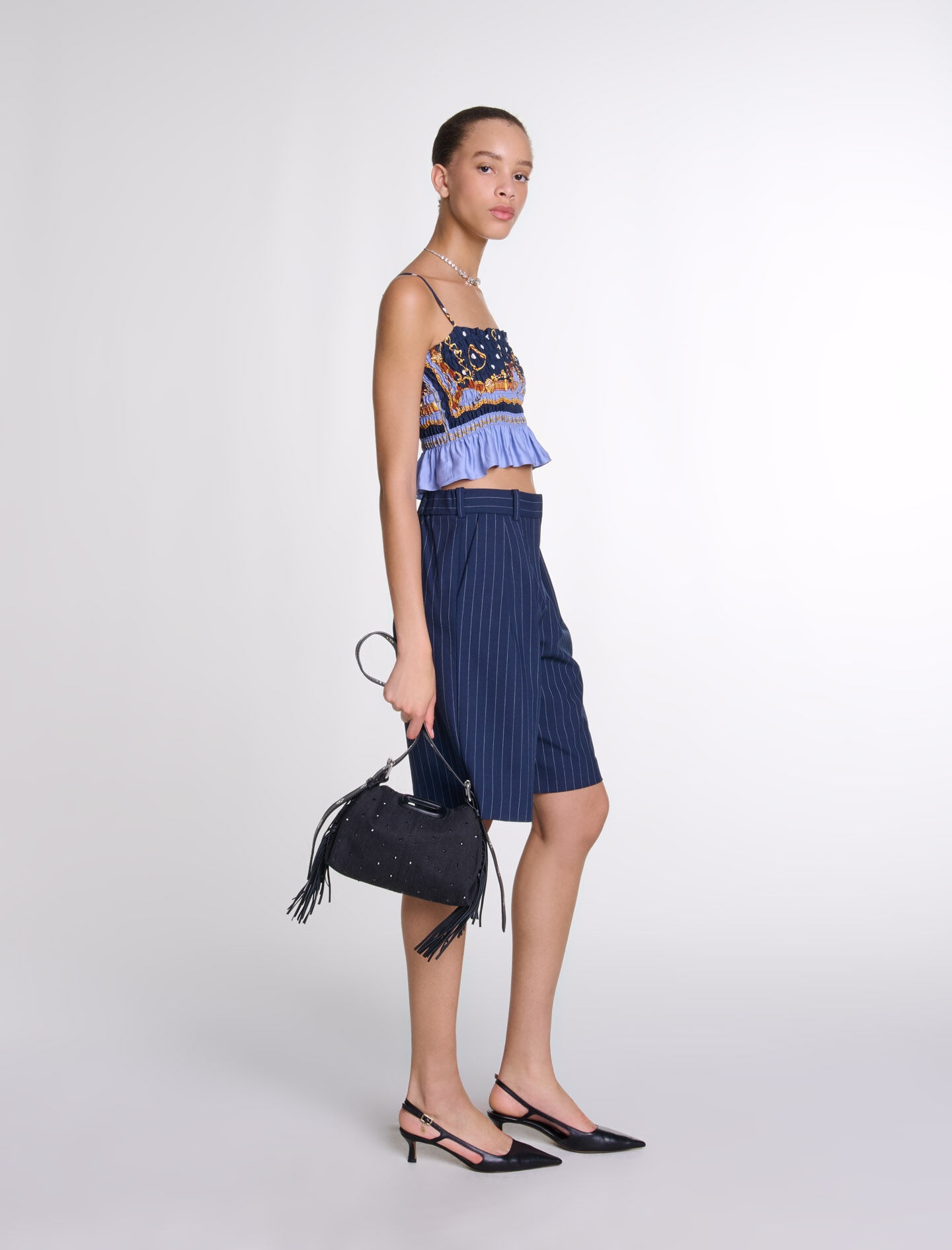 Printed smocked crop top - 3