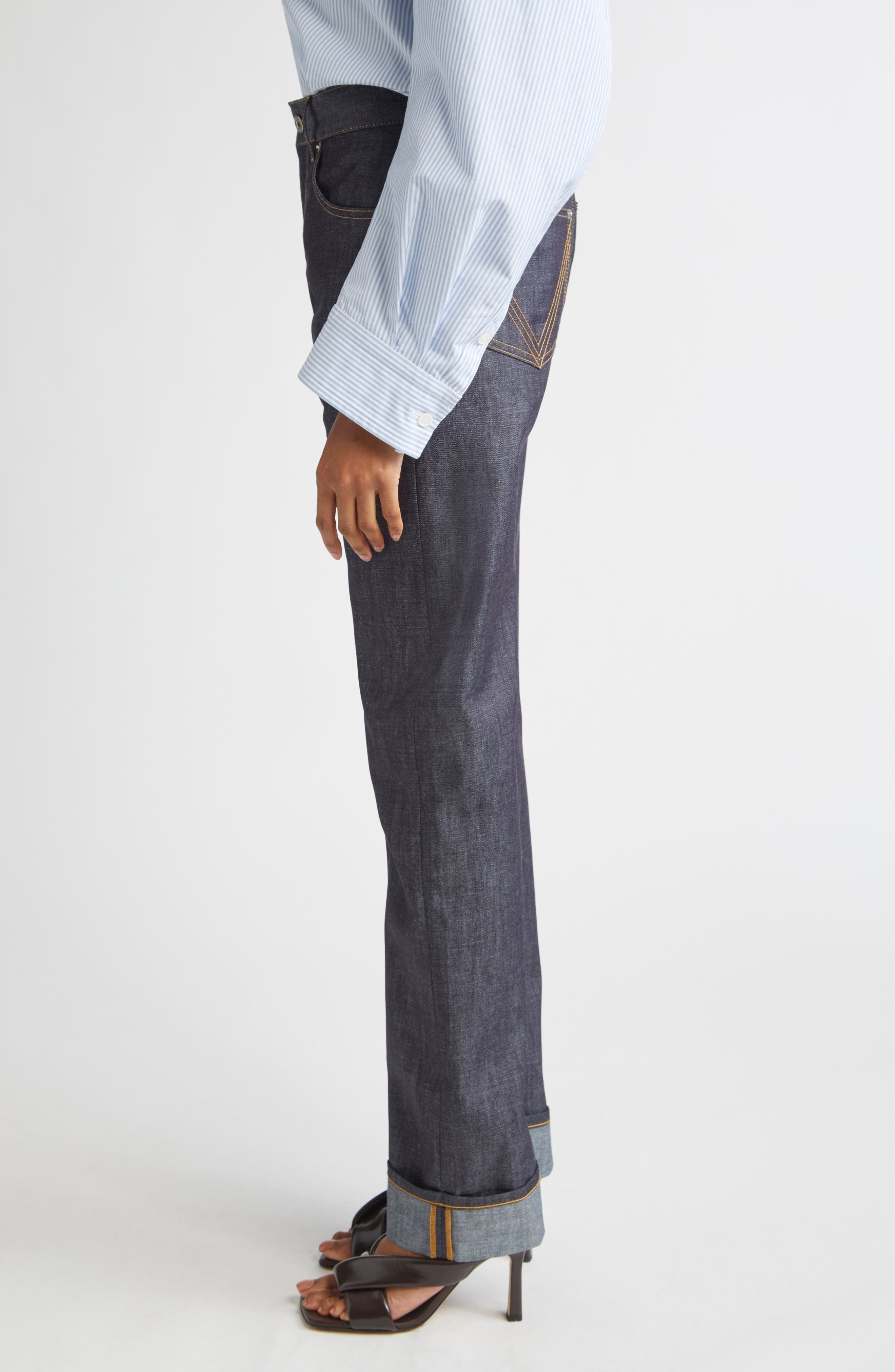 Bottega Veneta Turned Up Straight Leg Jeans in 4245 Indigo at Nordstrom - 4