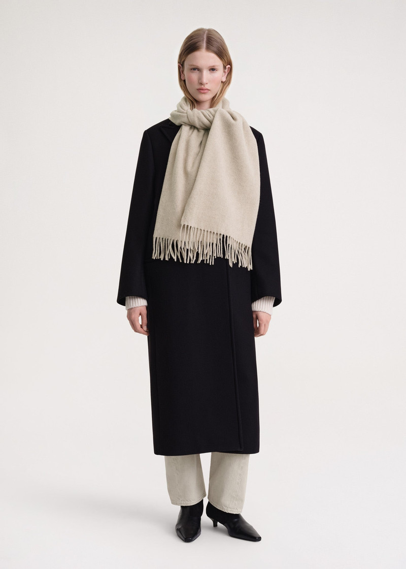 TOTEME Classic wool scarf light beige mélange outlook