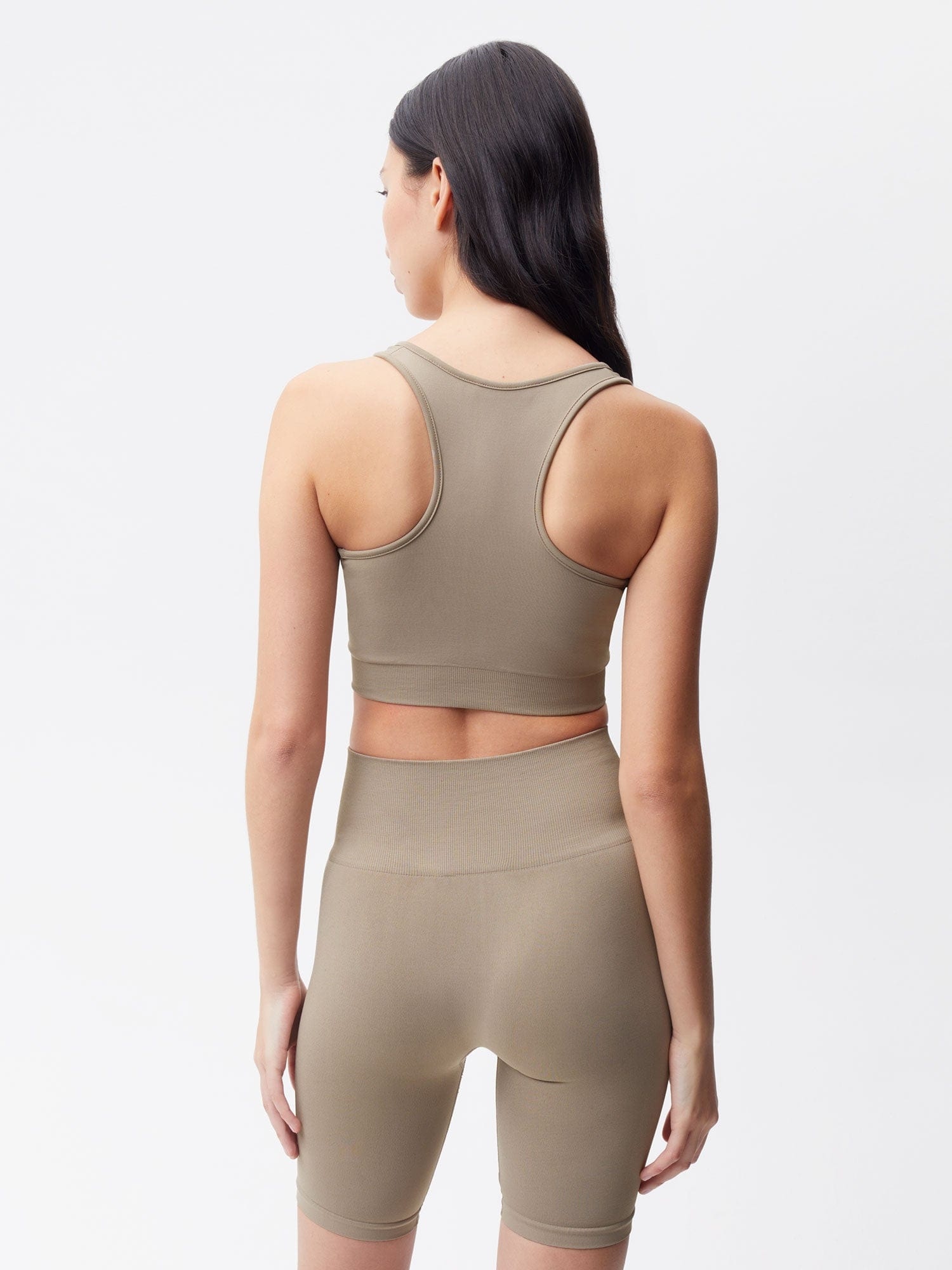 Womens Plant-Stretch Compressive Sports Bra - Taupe - 3