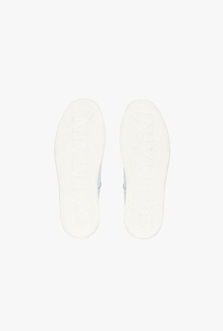 White and pale blue monogram jacquard B-Court sneakers - 7