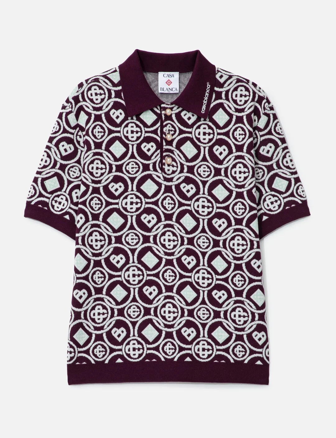 MONOGRAM COTTON KNIT POLO SHIRT - 1