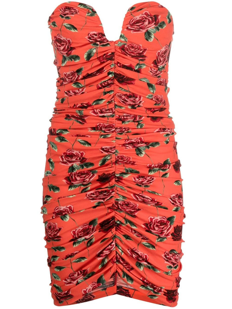 rose-print ruched bustier minidress 1