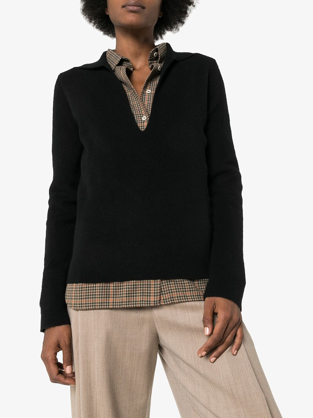 Collared v-neck knit jumper - 3