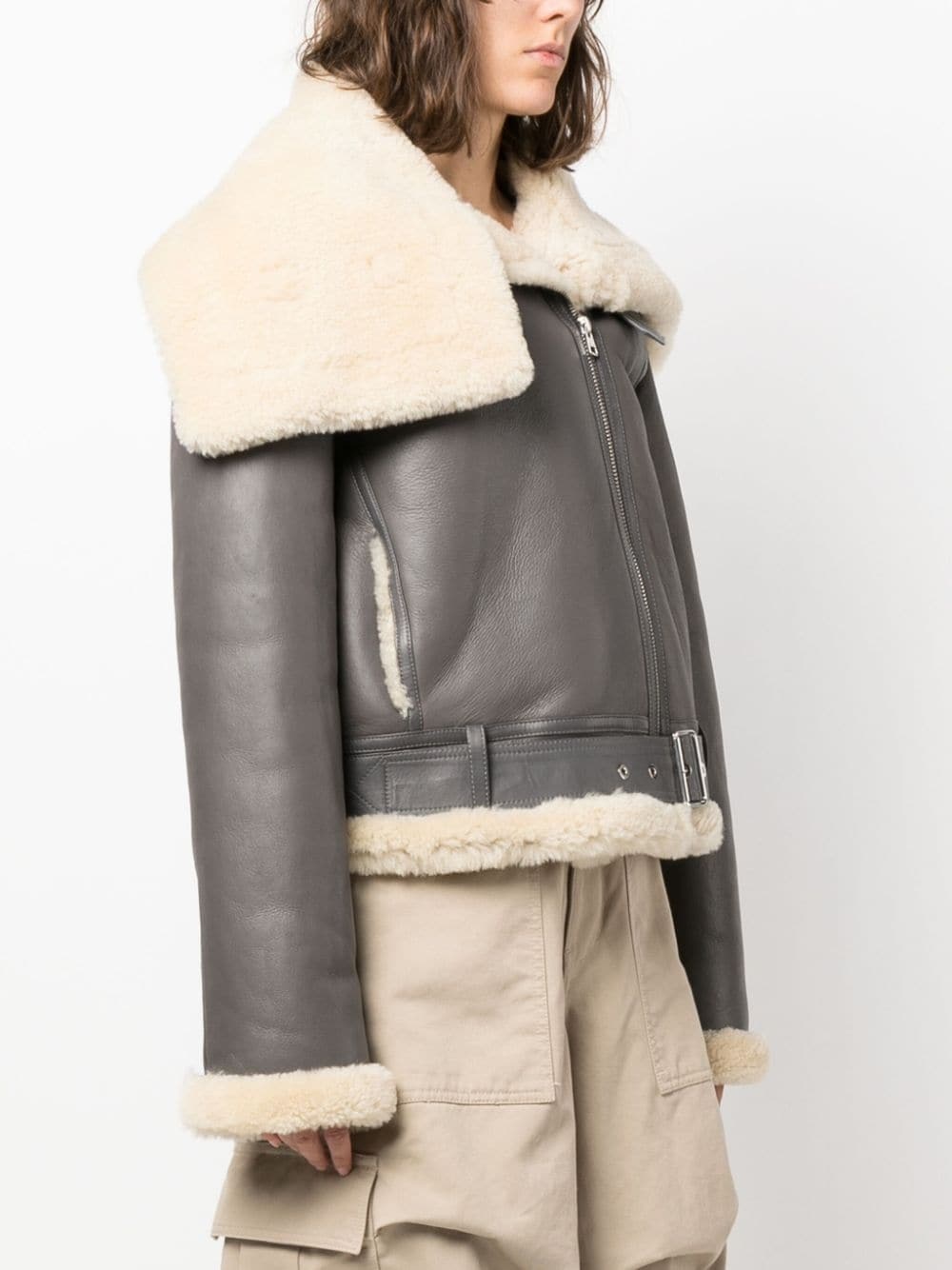Jacke fleece-collar leather coat - 3