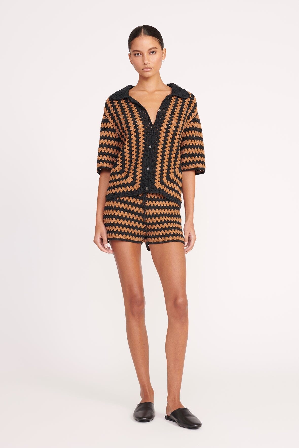 STAUD MABEL TOP BLACK TAN SEASHORE STRIPE - 3