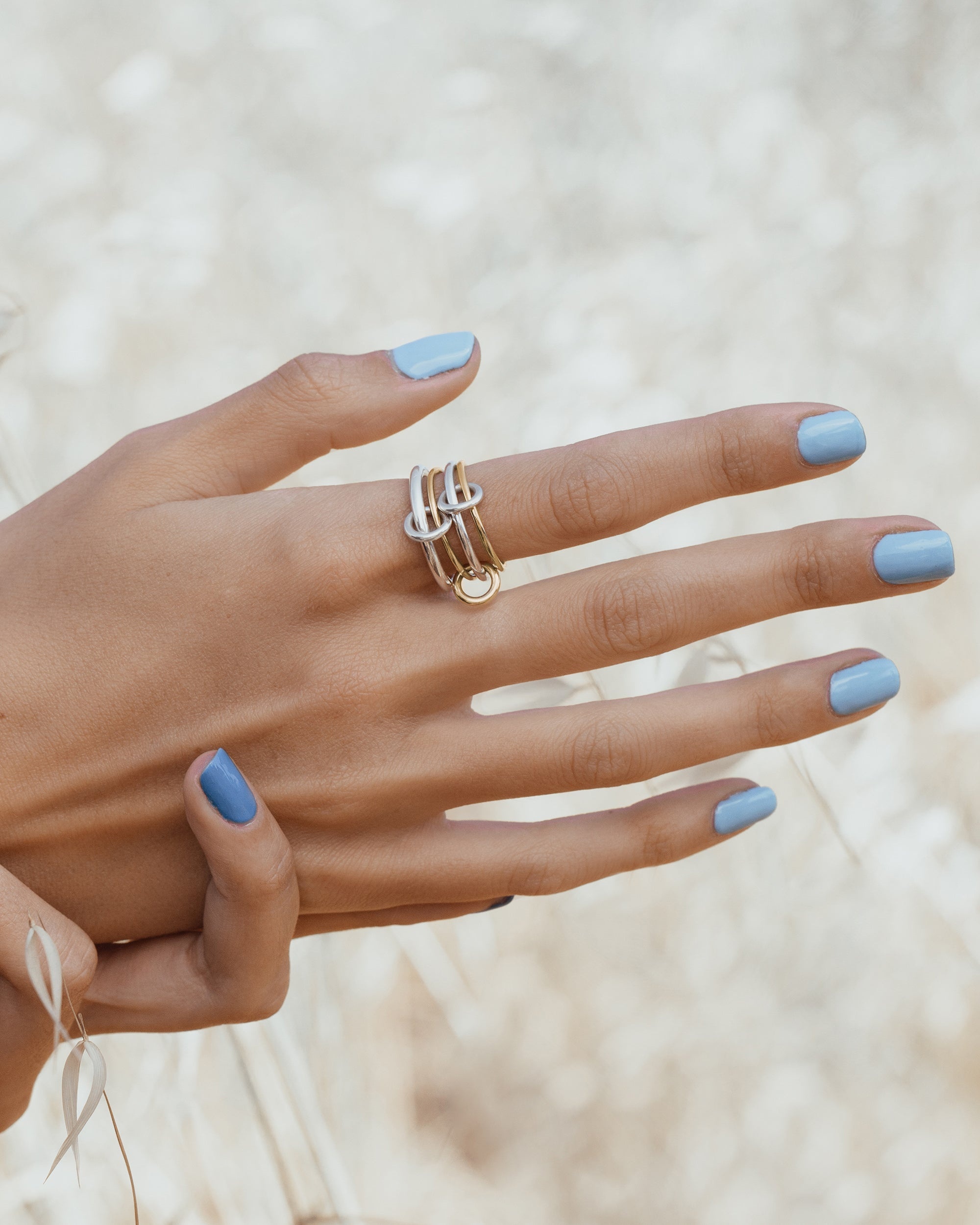 Pisces 18K Gold Sterling Silver Linked Rings - 2