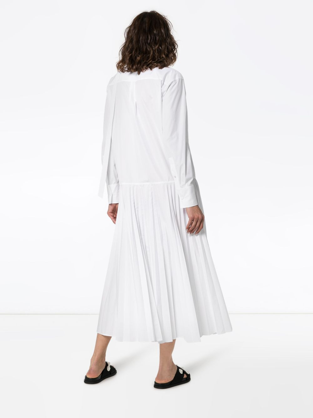 pleated cotton-blend poplin dress - 4