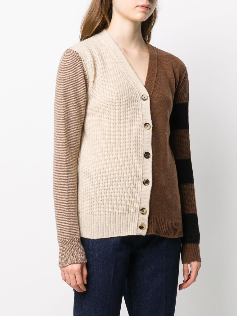 cashmere colour-block knitted cardigan - 3