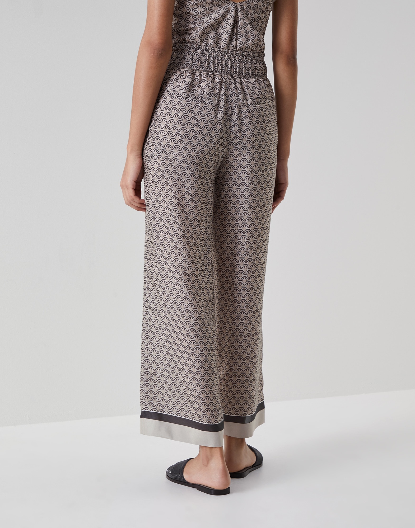 Starburst flower silk pongee pyjama-style trousers - 2