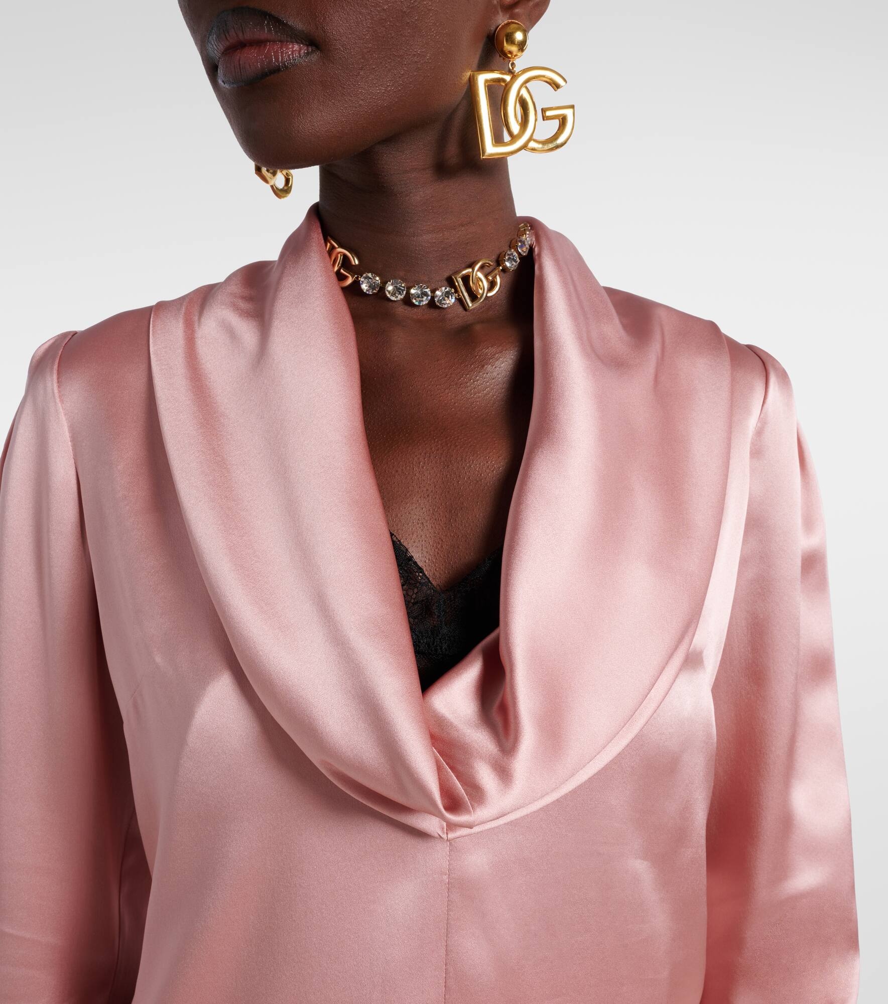 Draped silk satin blouse - 4