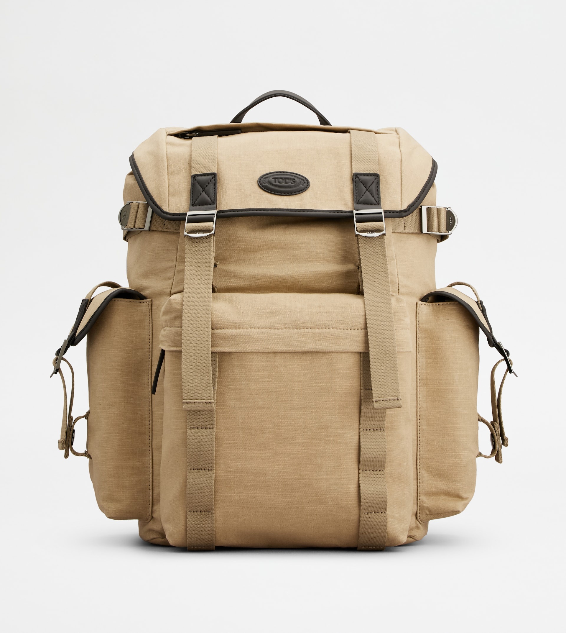 BACKPACK IN CANVAS AND LEATHER MEDIUM - BEIGE, BROWN - 1