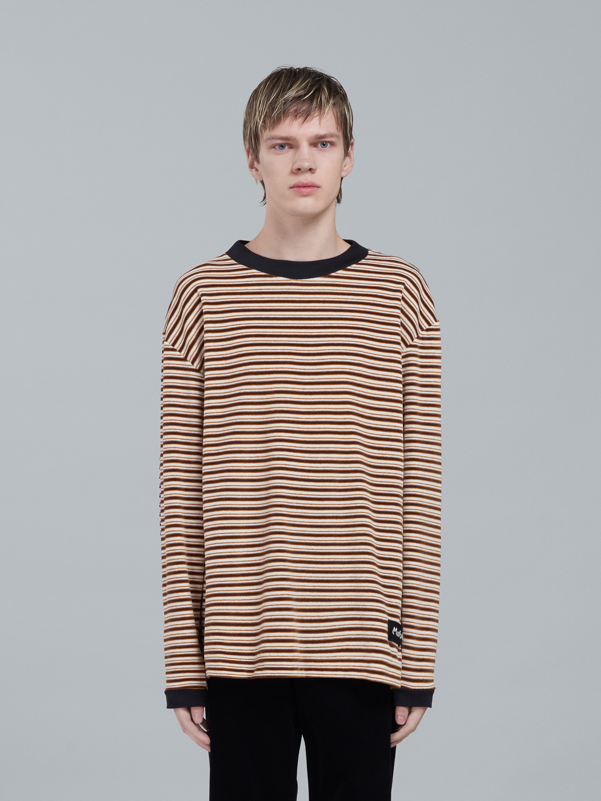 STRIPED VELOUR LONG-SLEEVED T-SHIRT - 2