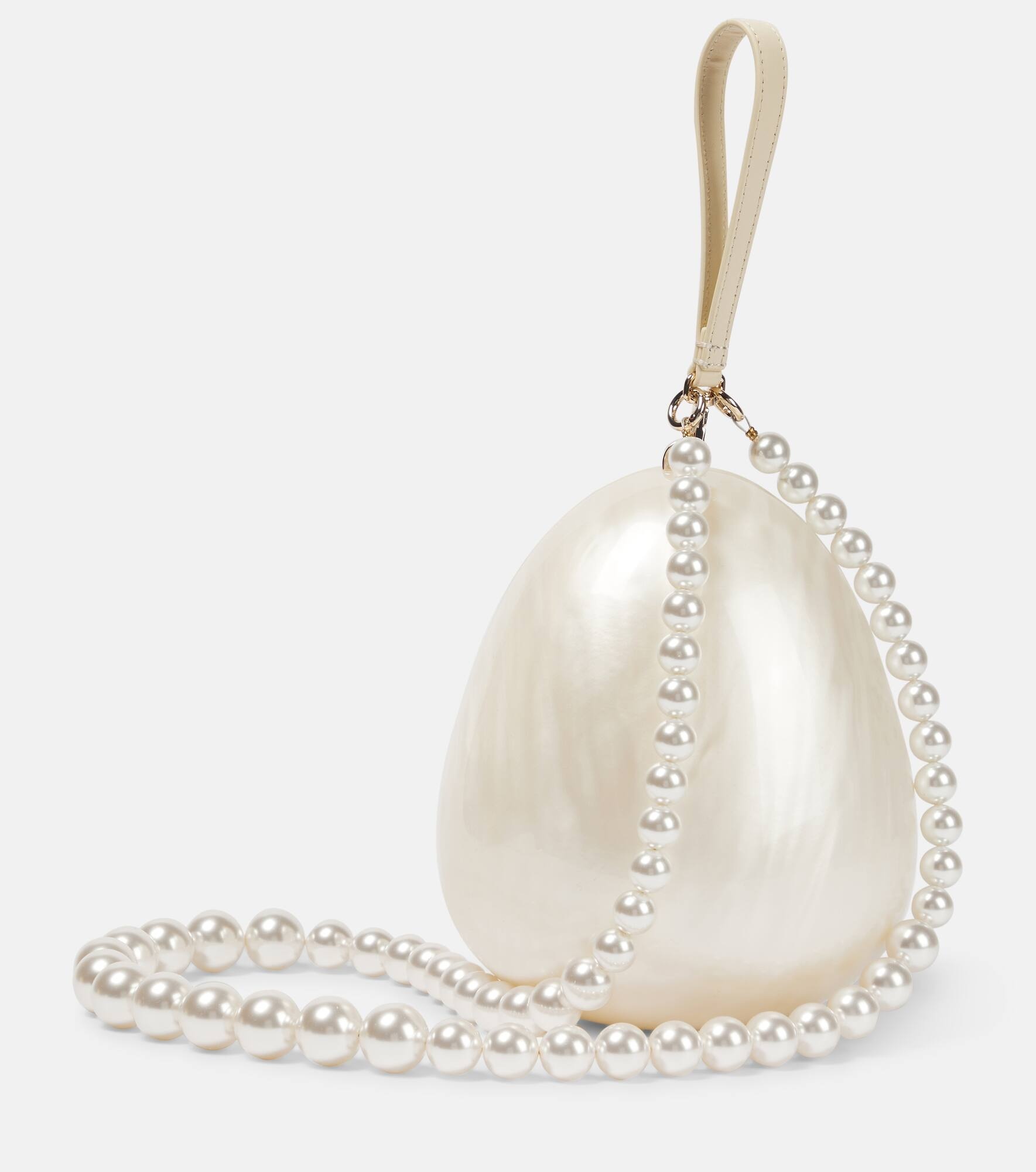 Egg leather-trimmed clutch - 4