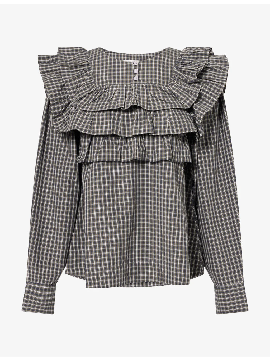 Shay Check-Print Cotton Blouse - 1