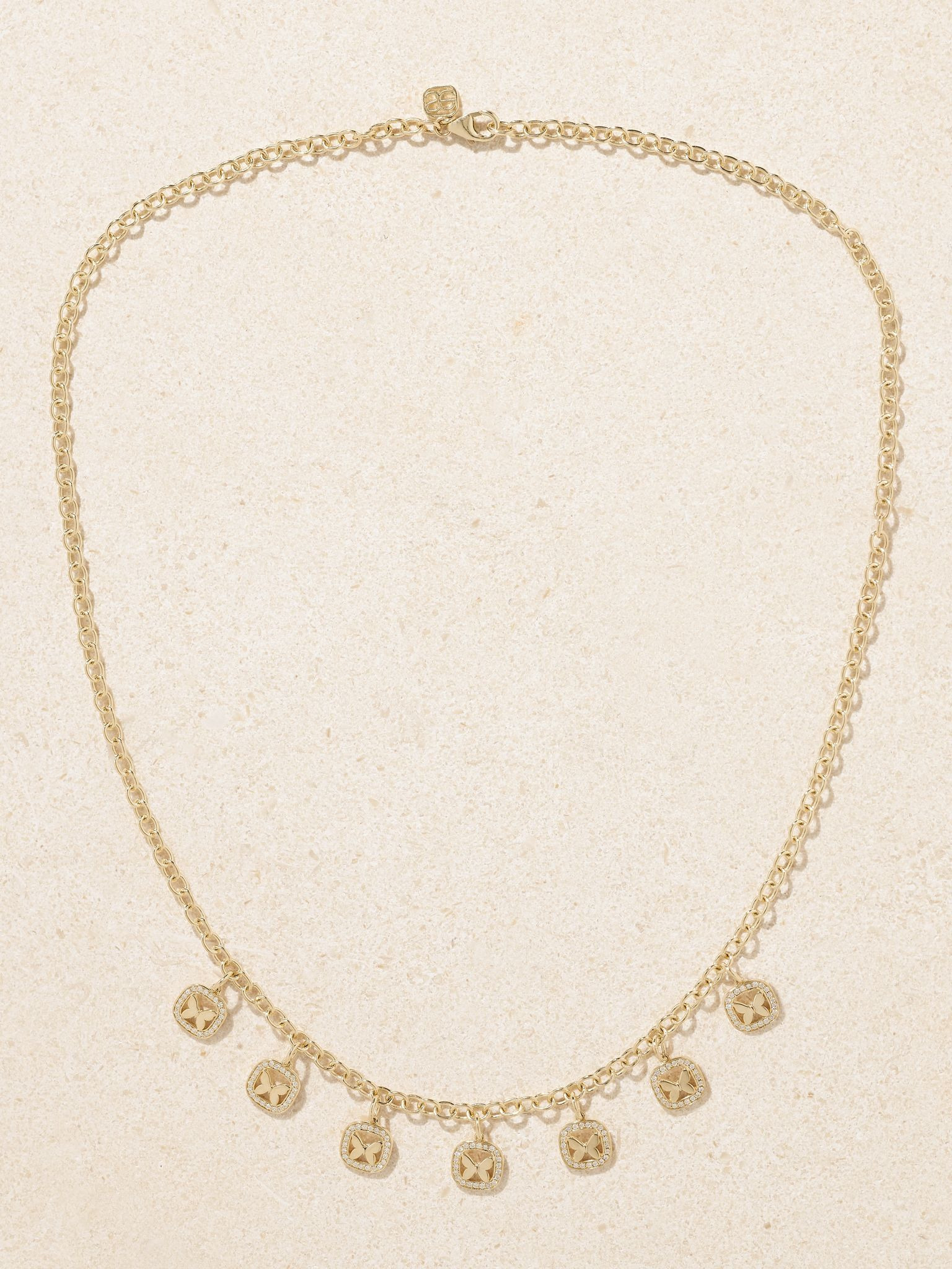 Open Icon Butterfly 14-karat gold diamond necklace Gold - 1