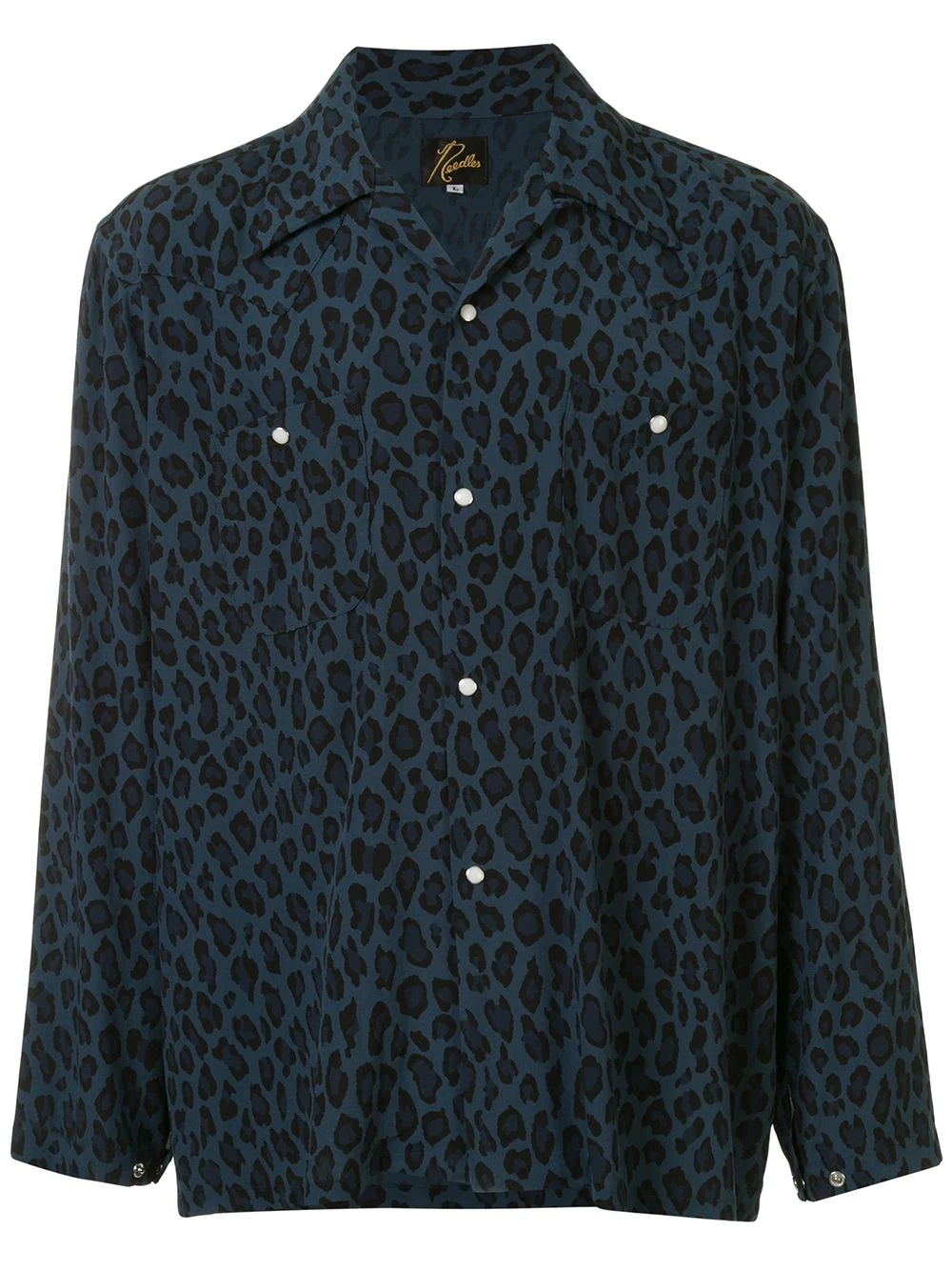 pointed collar leopard print shirt - 1