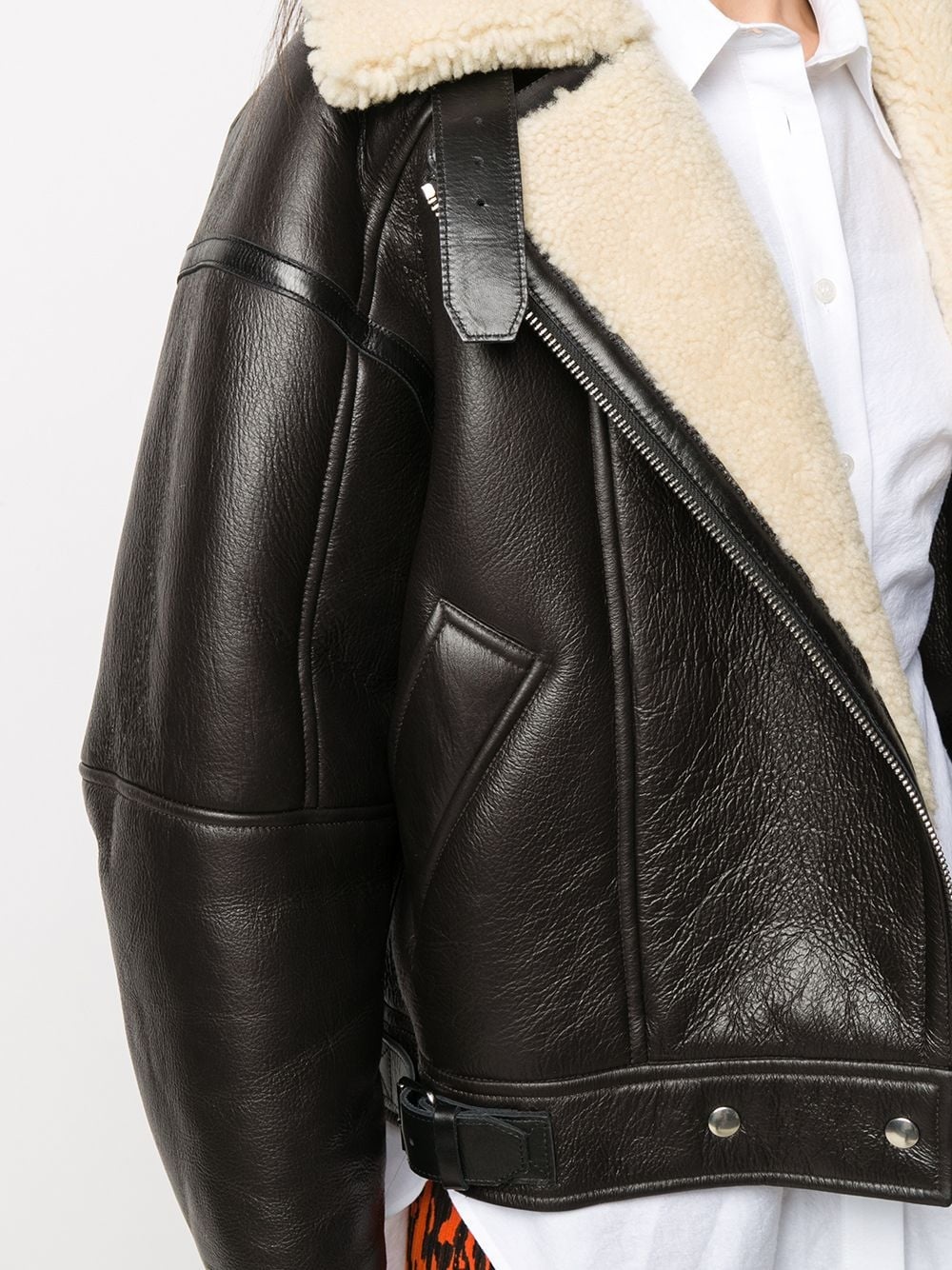 calf leather and shearling flight jacket - 5