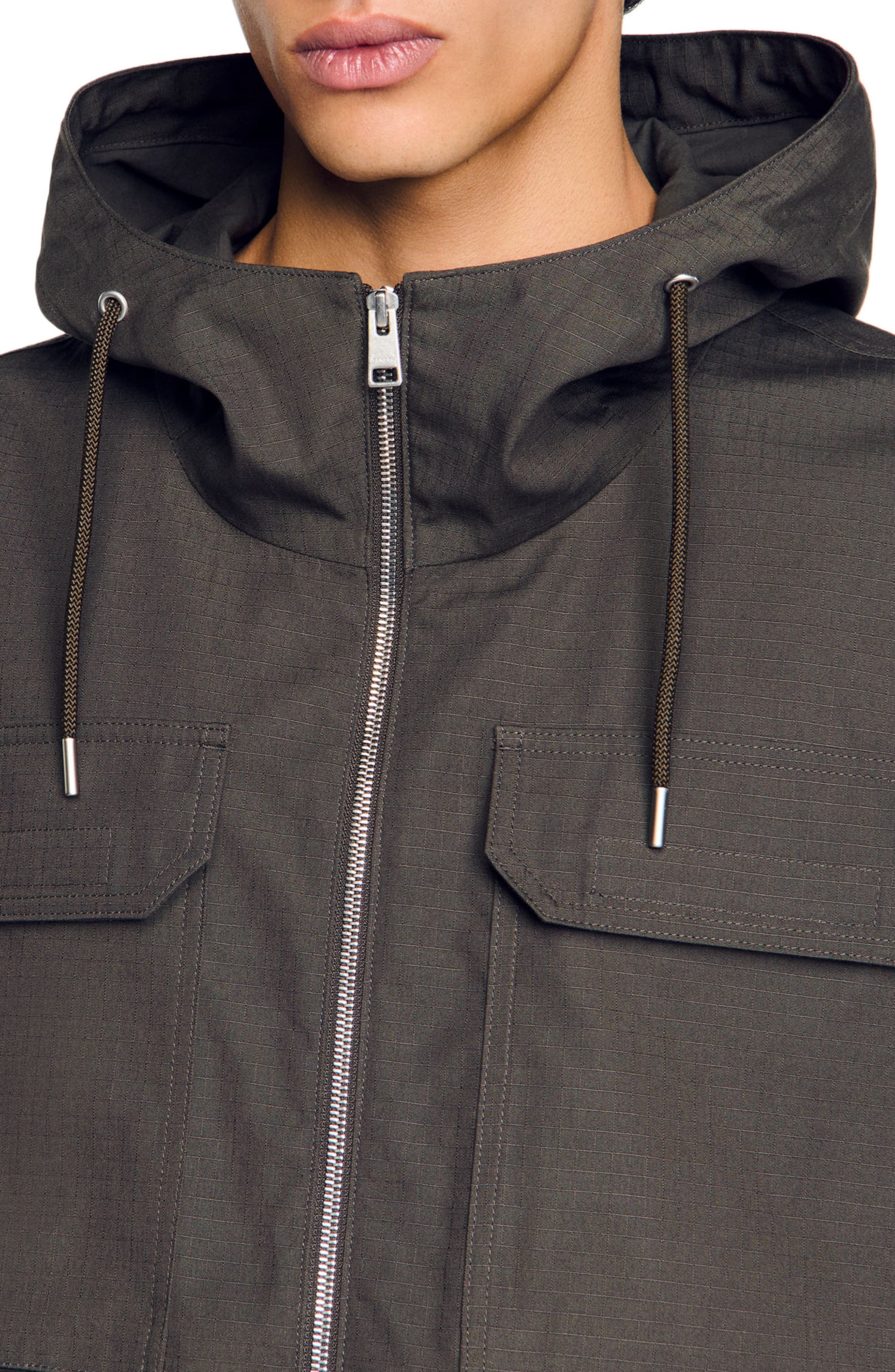 SANDRO Hooded military parka in Dark Kaki. at Nordstrom - 4