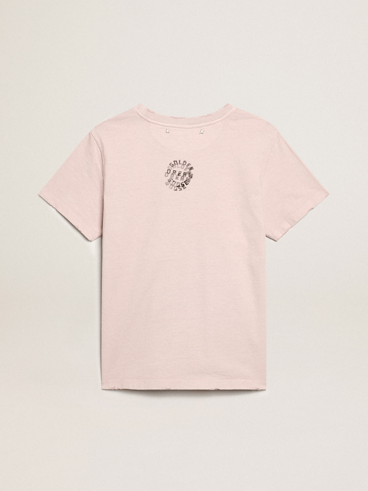Pale pink T-shirt with lettering on the front - 6