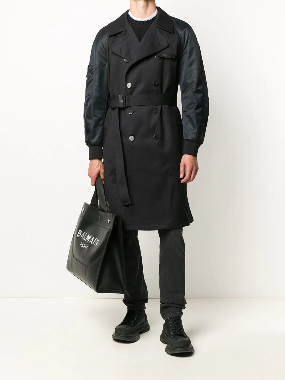 bomber-sleeve trench coat - 2