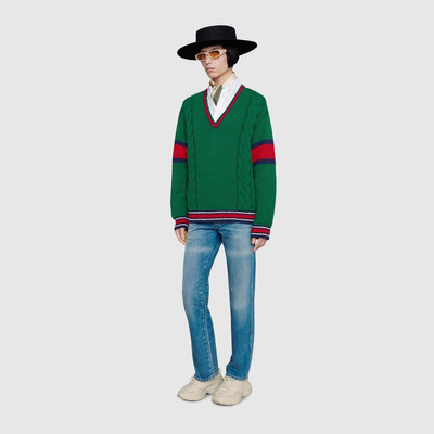 GUCCI Cable knit V-neck sweater outlook