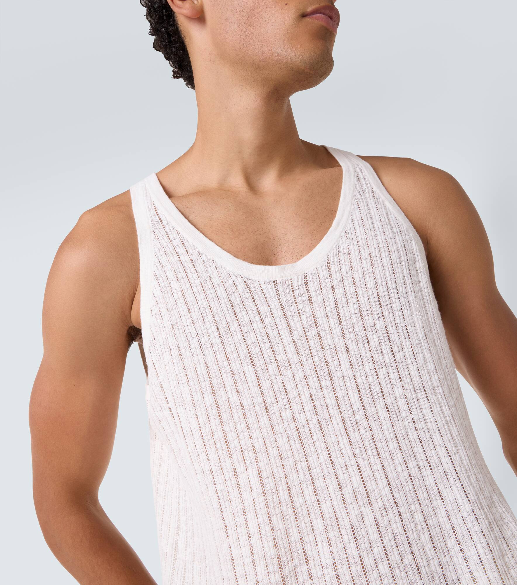 Pointelle cotton and linen tank top - 5