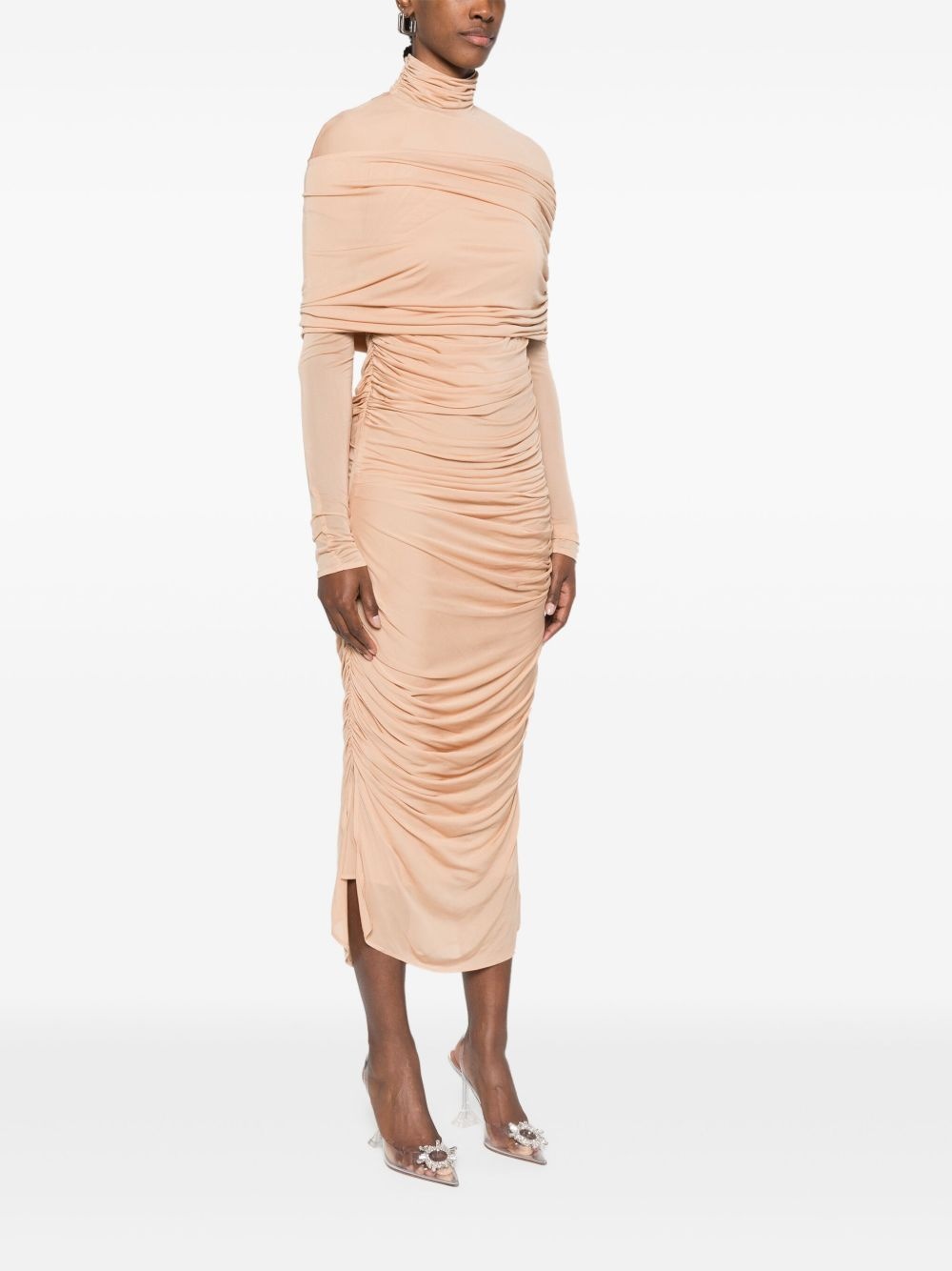 ruched sheer midi dress - 3