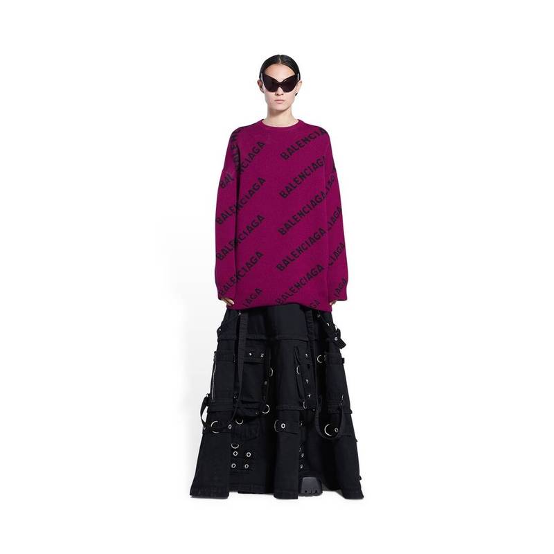 BALENCIAGA Women's Allover Logo Sweater in Purple outlook