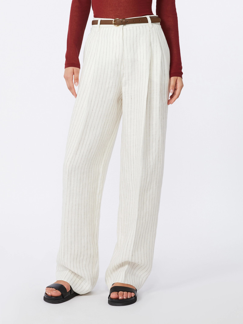 FONTE Pinstripe linen trousers - NATURAL 3
