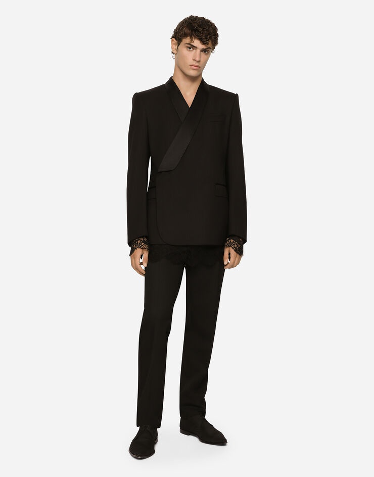 Tailored stretch wool tuxedo pants - 4