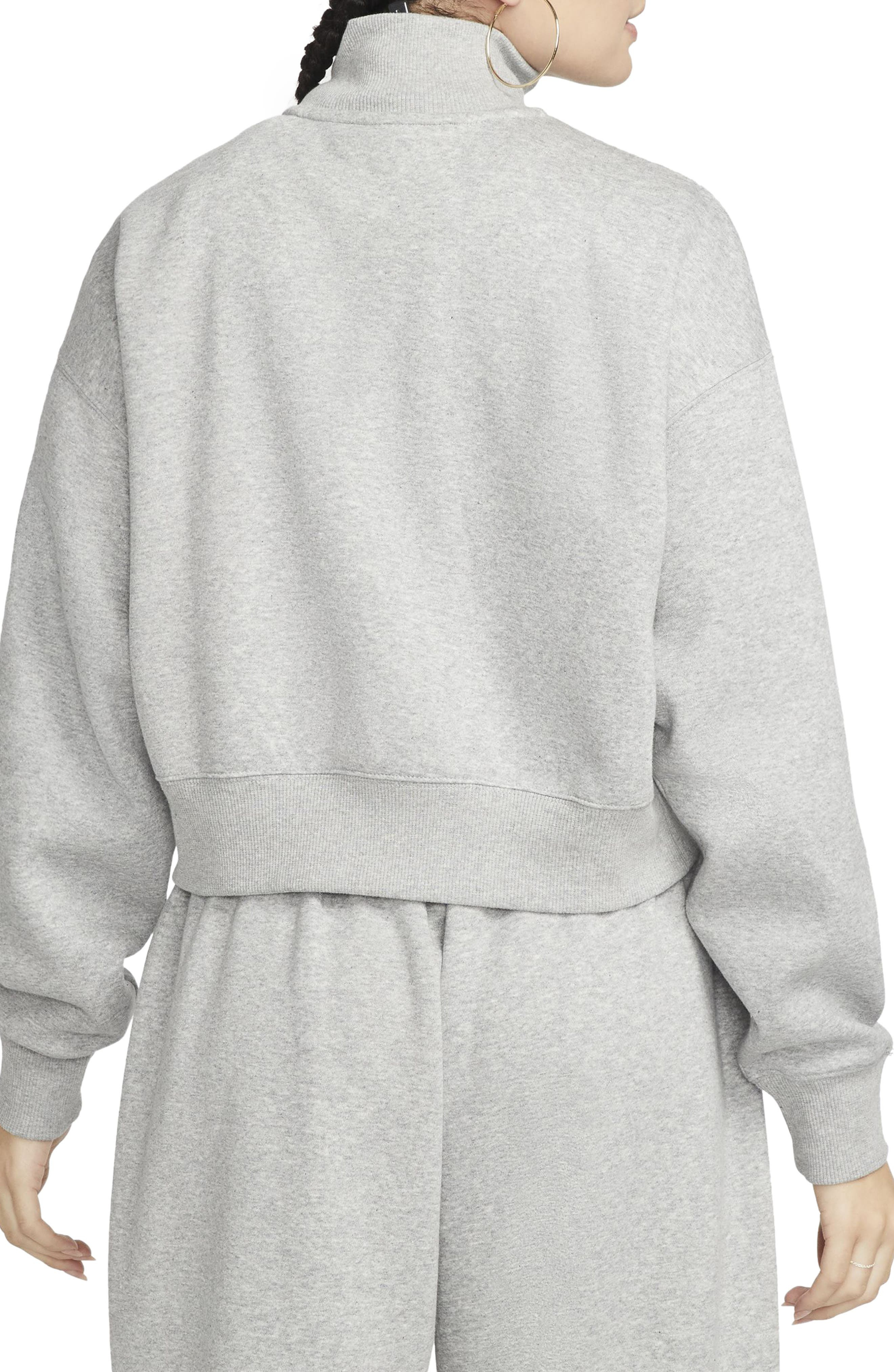 Nike Sportswear Phoenix Fleece Crop Sweatshirt in Dark Grey Heather/Sail at Nordstrom - 2