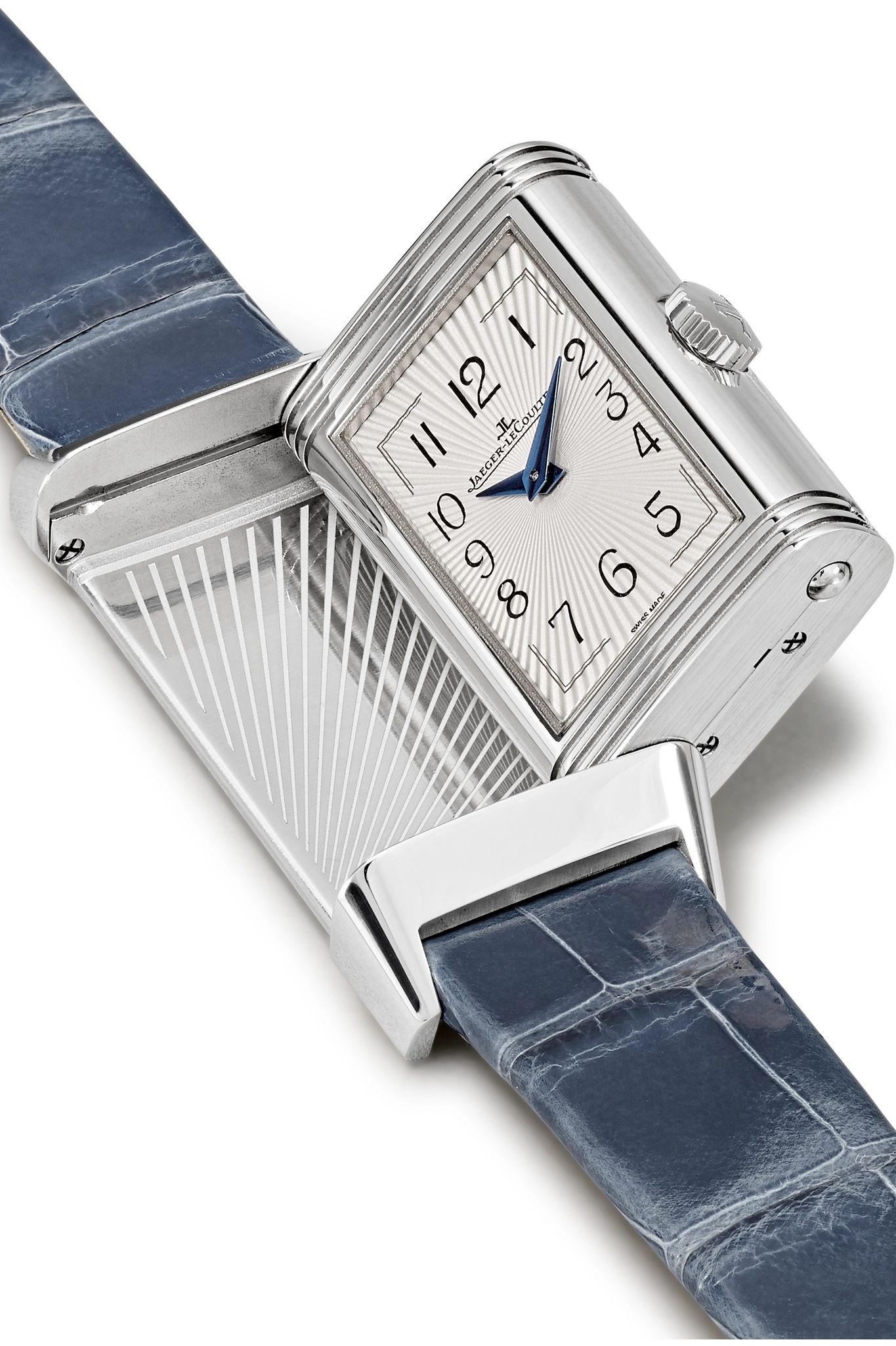 Reverso One Duetto Moon hand-wound stainless steel, diamond and alligator watch - 6