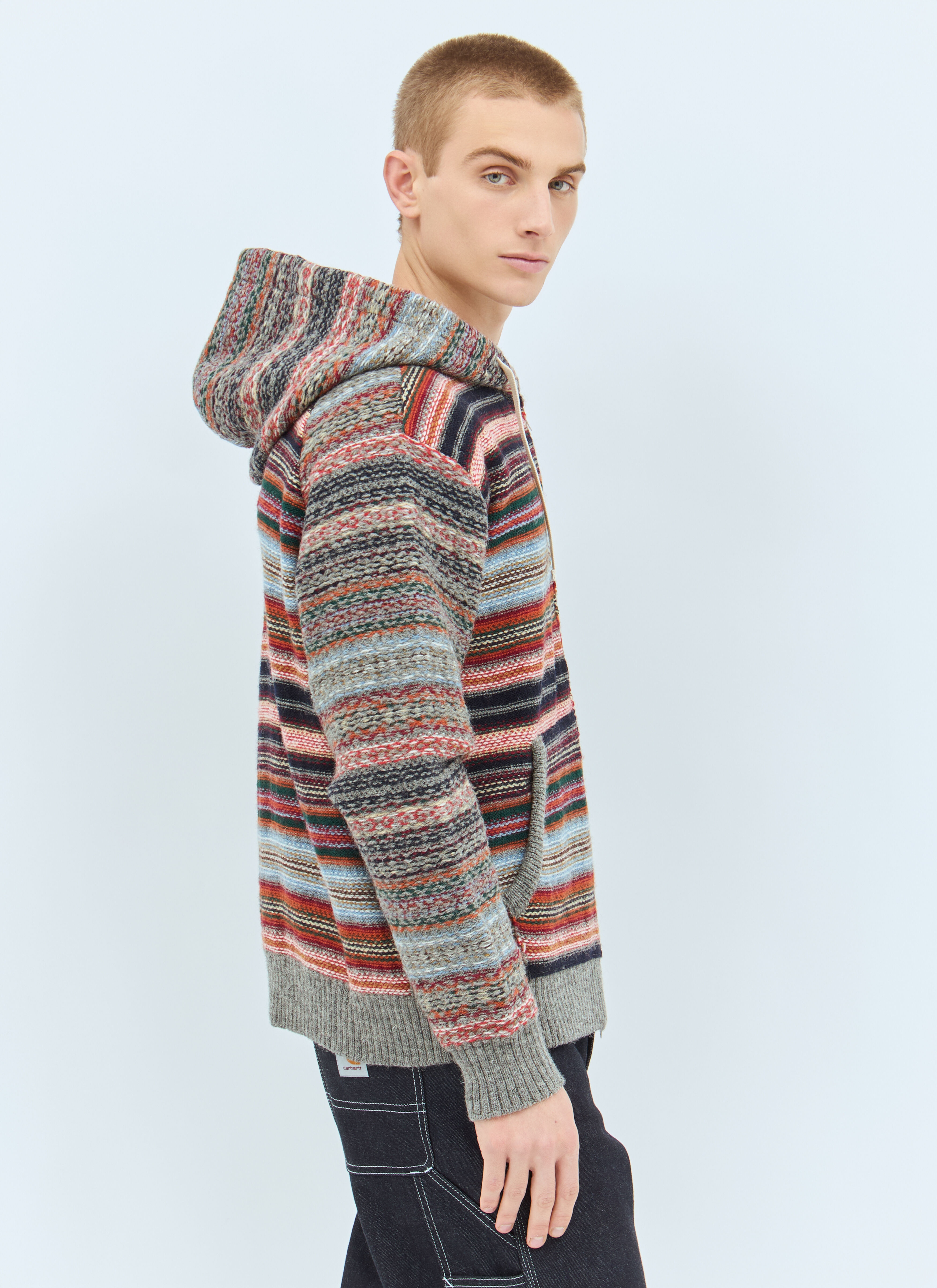 Striped Hooded Cardigan - 4