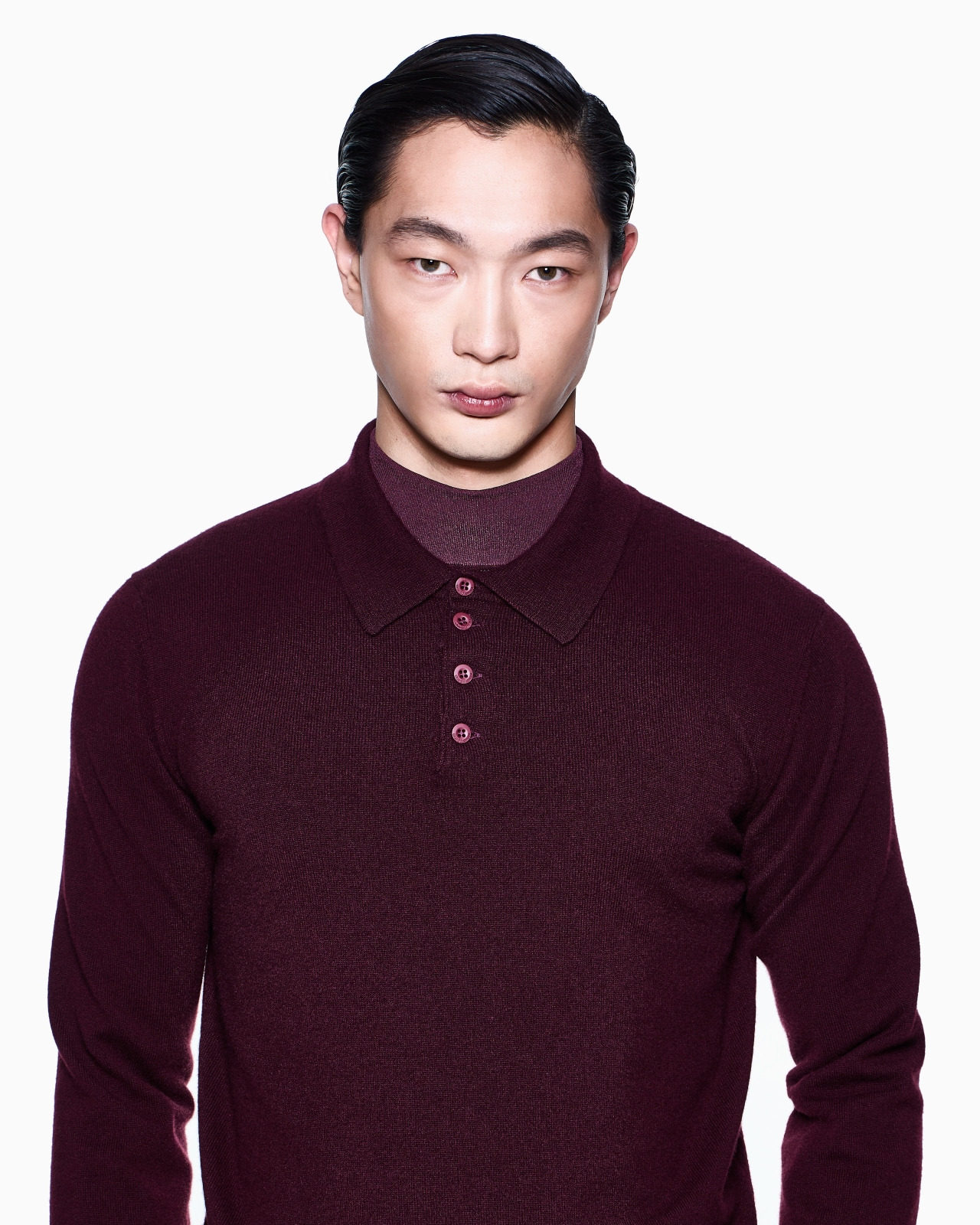 LONG-SLEEVED CASHMERE POLO SHIRT - 5
