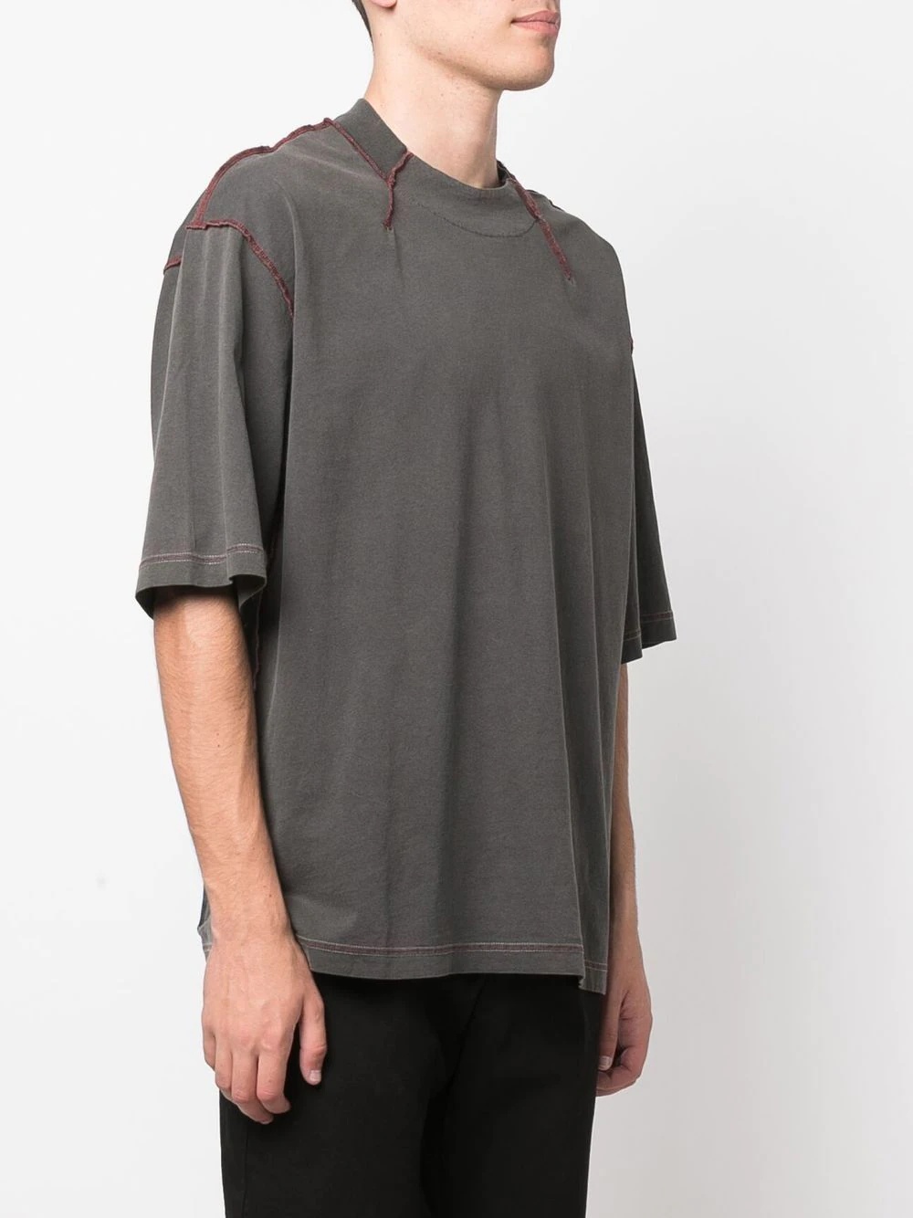 contrast-stitching cotton T-Shirt - 3