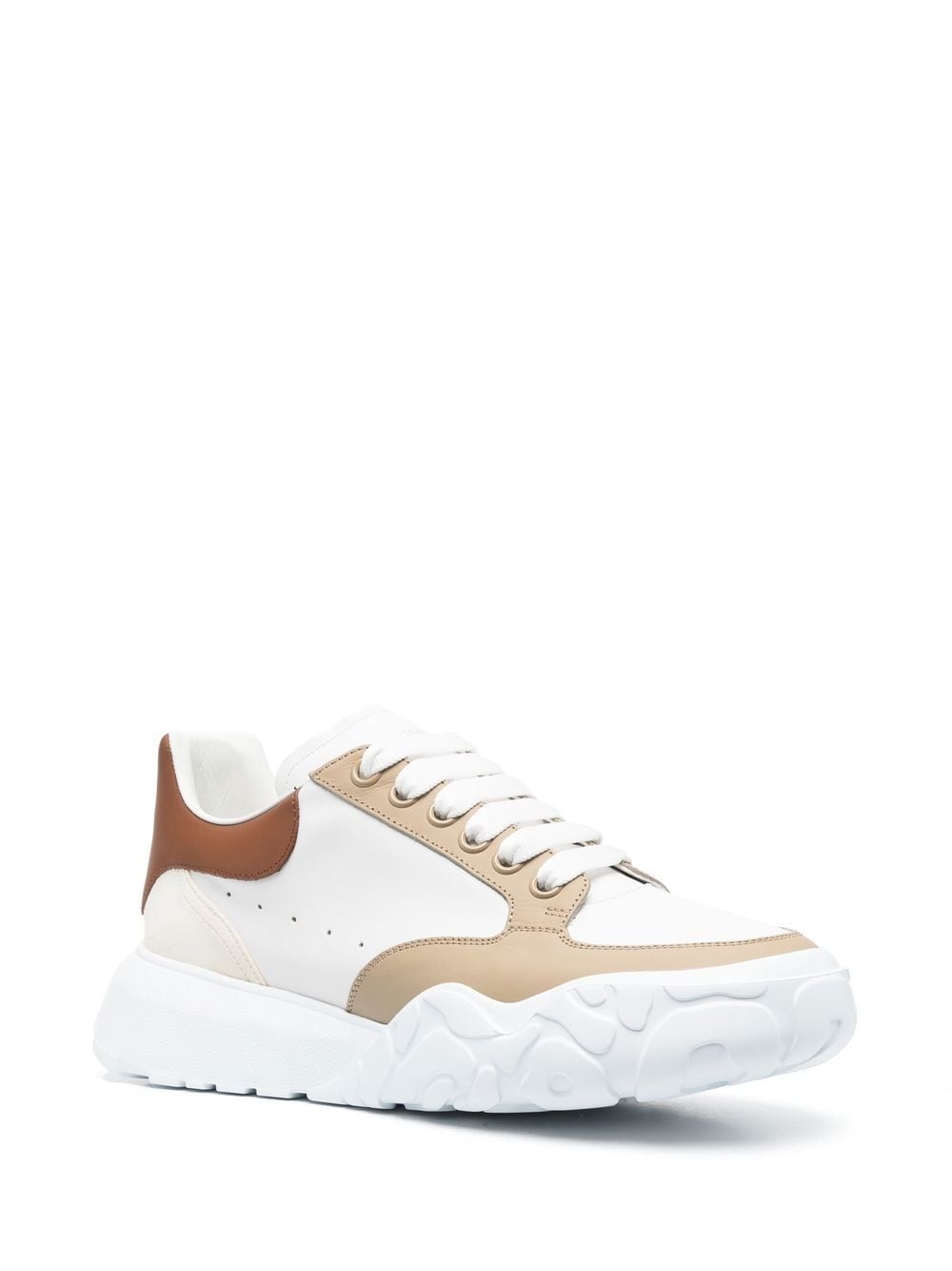 leather contrast-pannel sneakers - 2