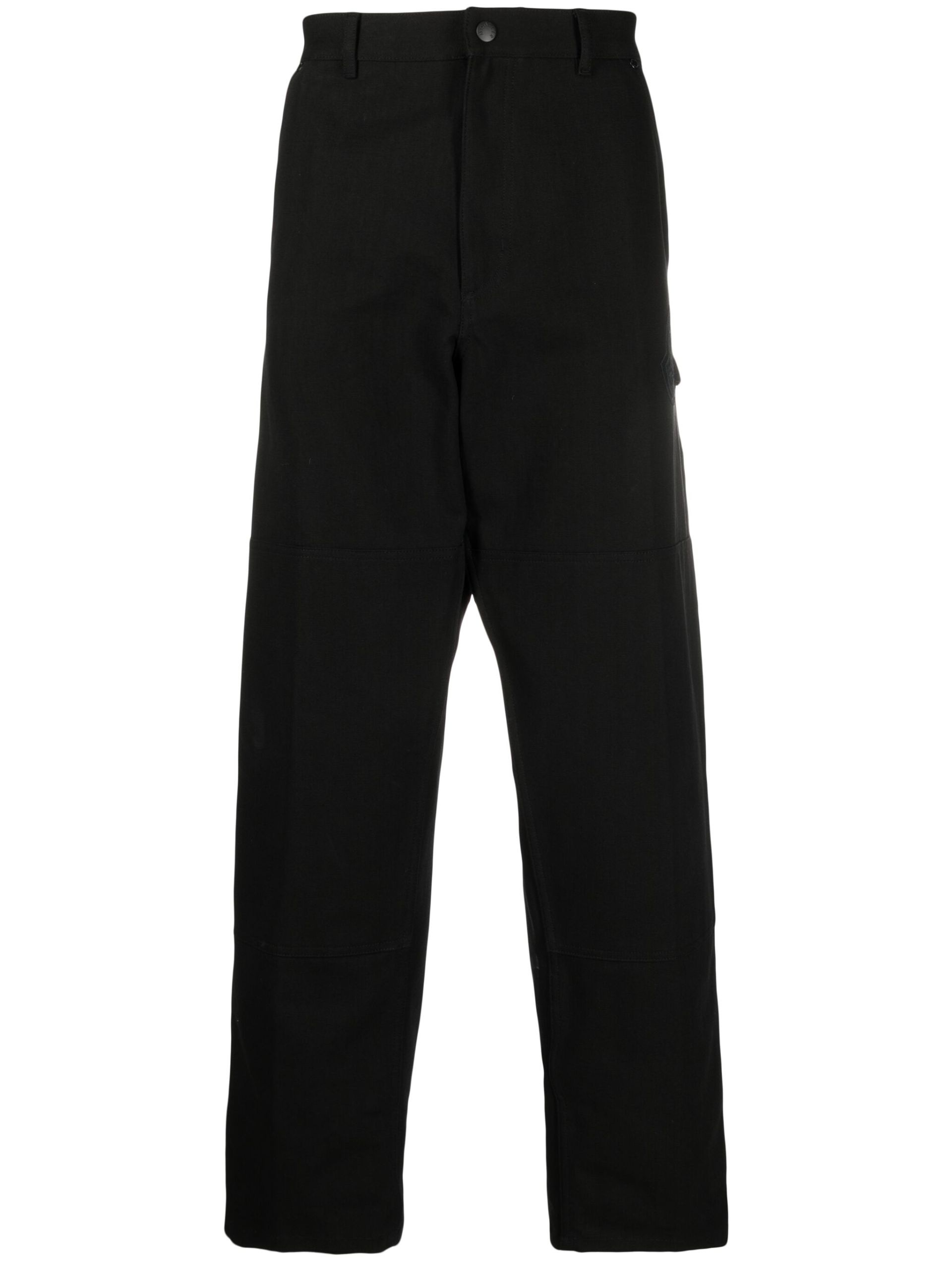 Black Cotton Straight-Leg Trousers - 1