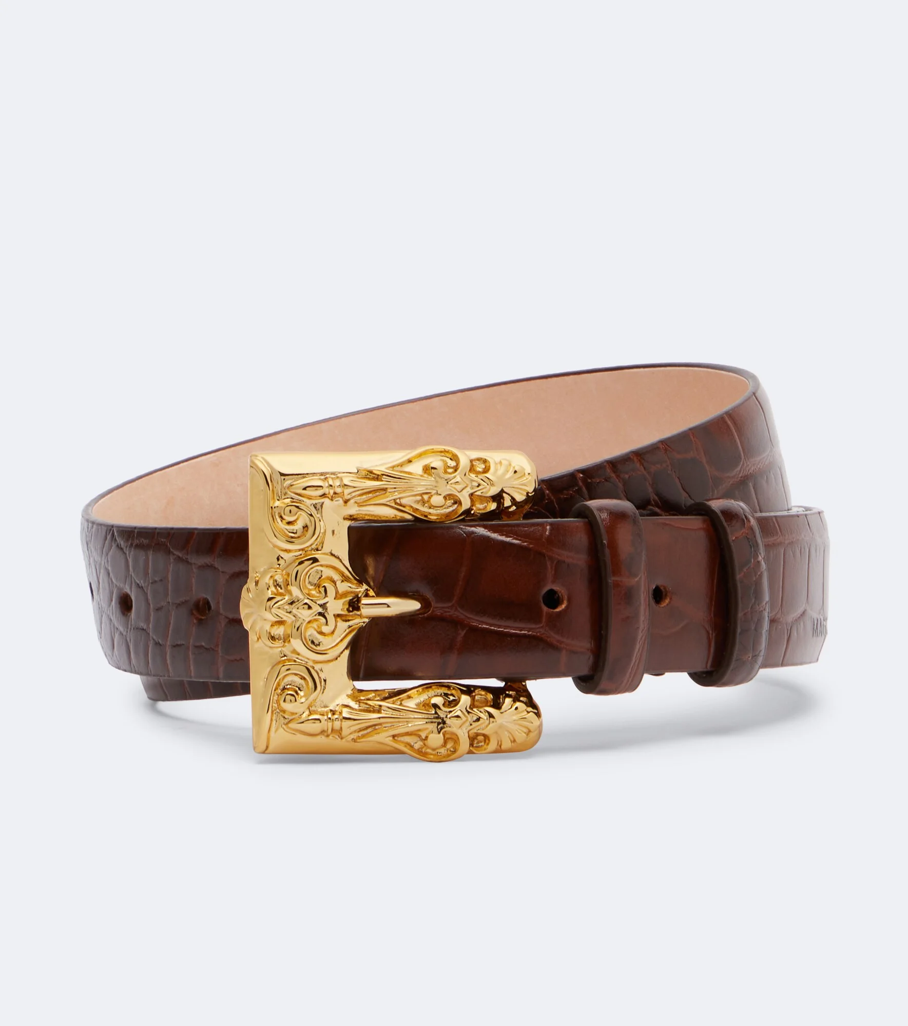 Croc-effect leather belt - 1