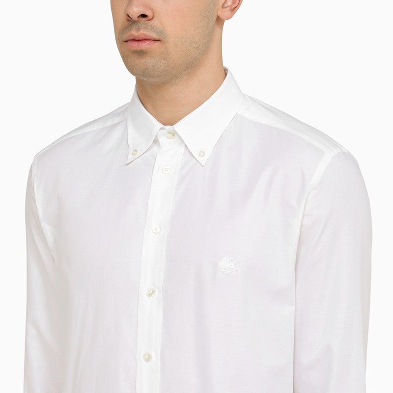 WHITE COTTON BUTTON-DOWN SHIRT - 4