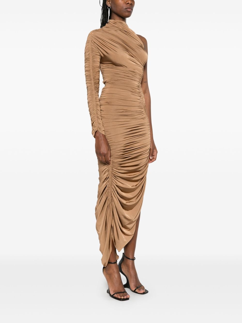asymmetric ruched maxi dress - 3