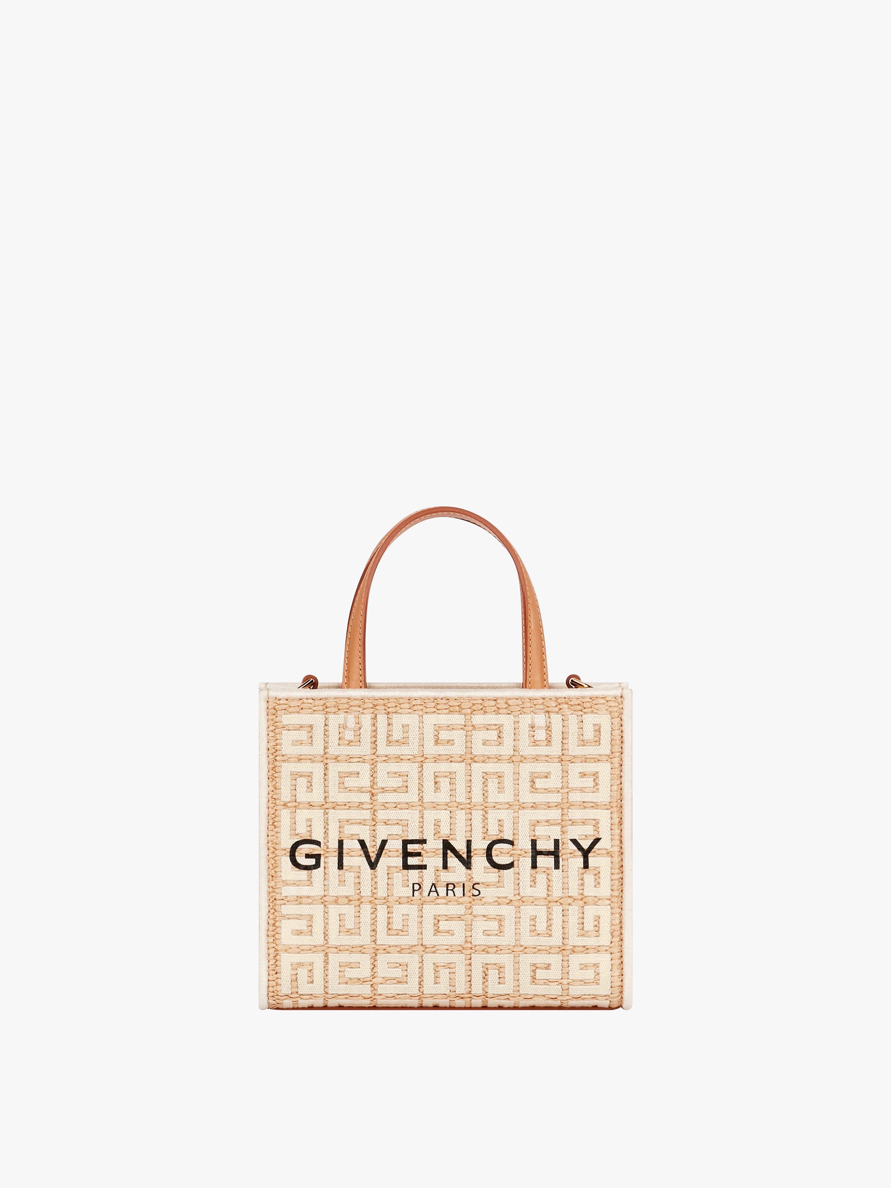 MINI G TOTE SHOPPING BAG IN 4G EMBROIDERED RAFFIA - 1