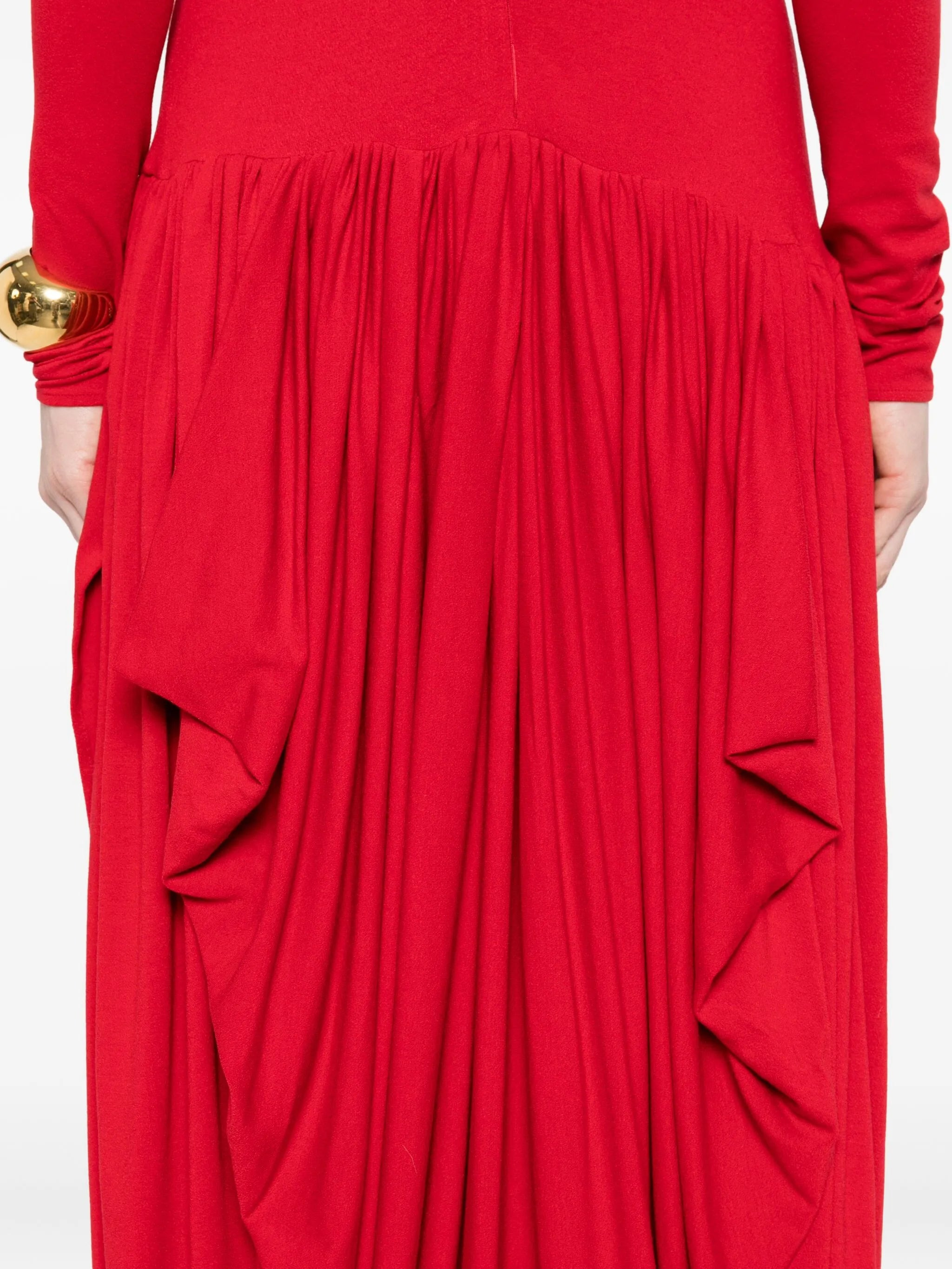 high-neck pleated dress - 5