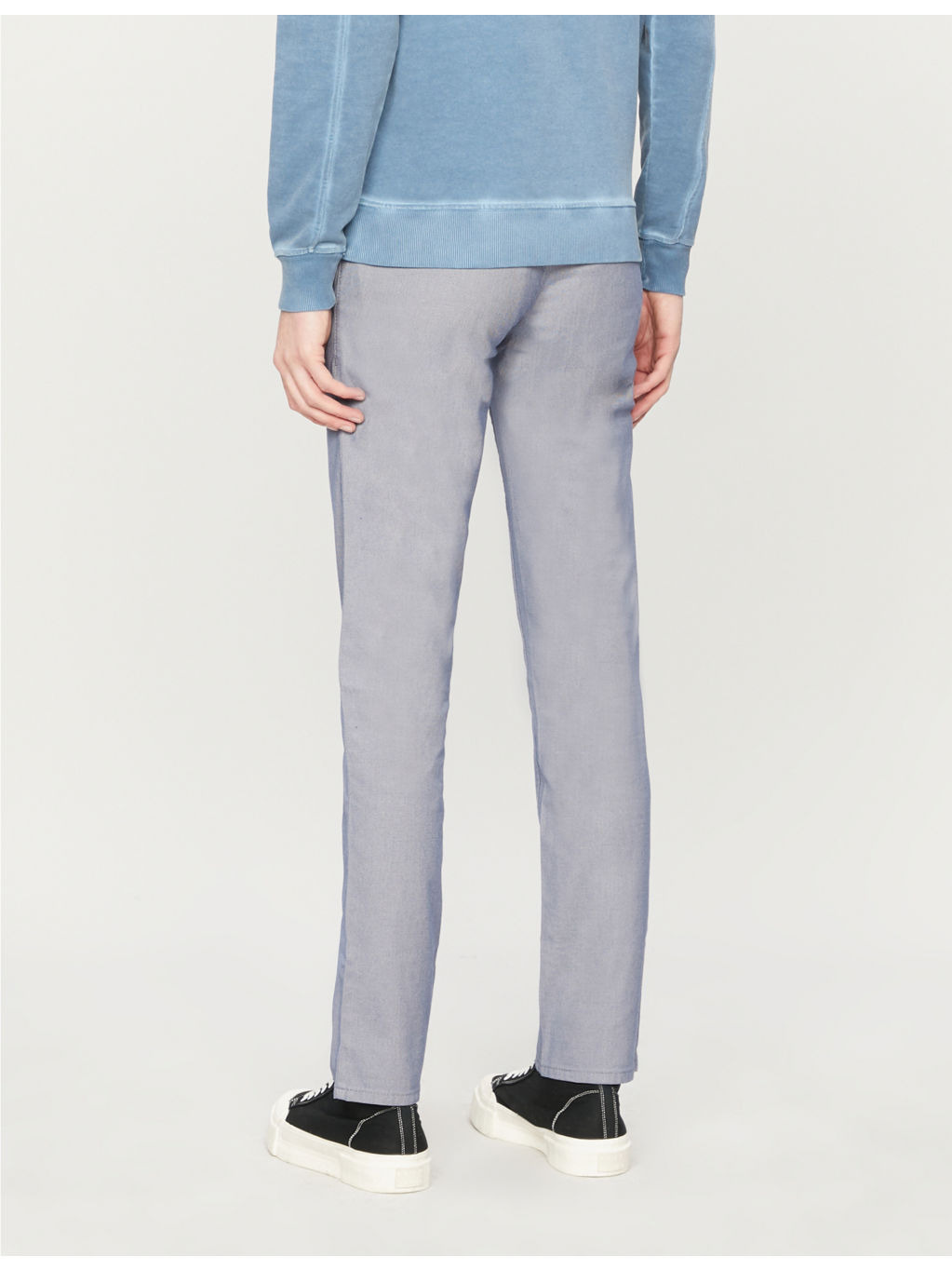 Mid-rise tapered cotton trousers - 4